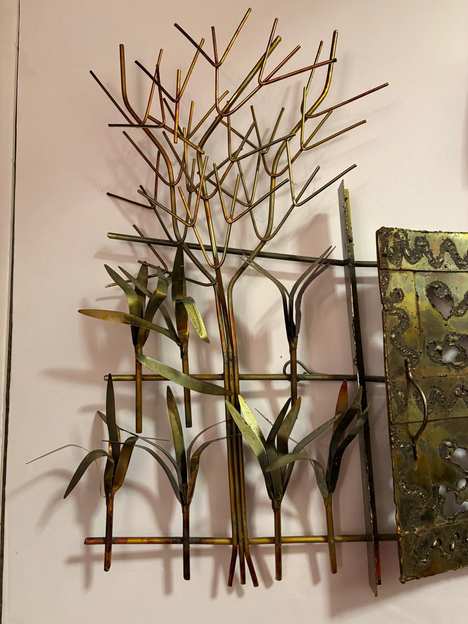 Mid-Century Modern MCM Brutalist Metal Wall Sculpture in Curtis Jere Style - 6