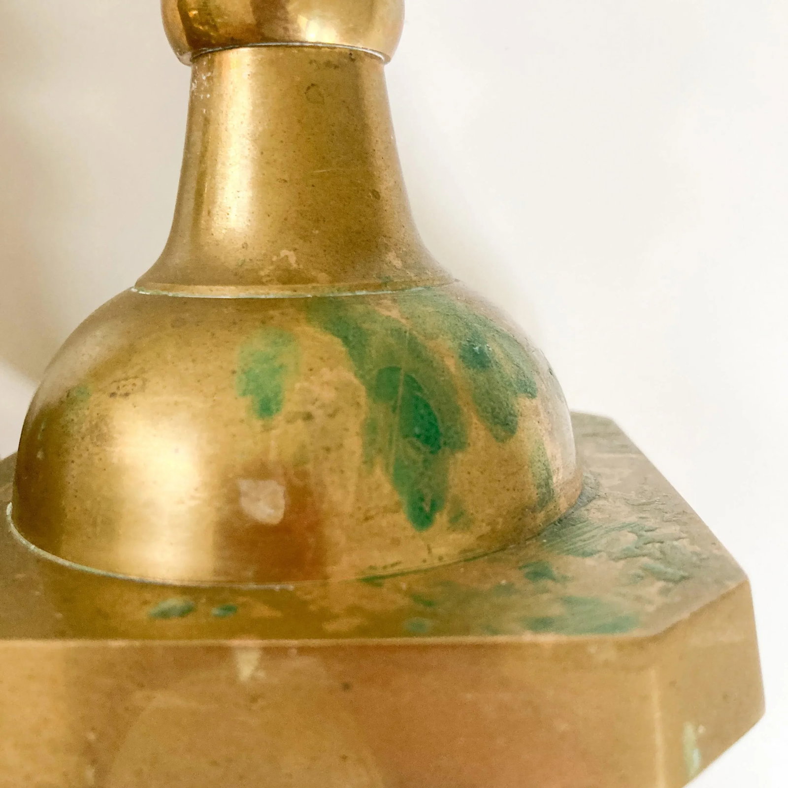 1960s Beehive and Diamond Style Pair of Brass Candlestick Holders, Japanese- a Pair - 10