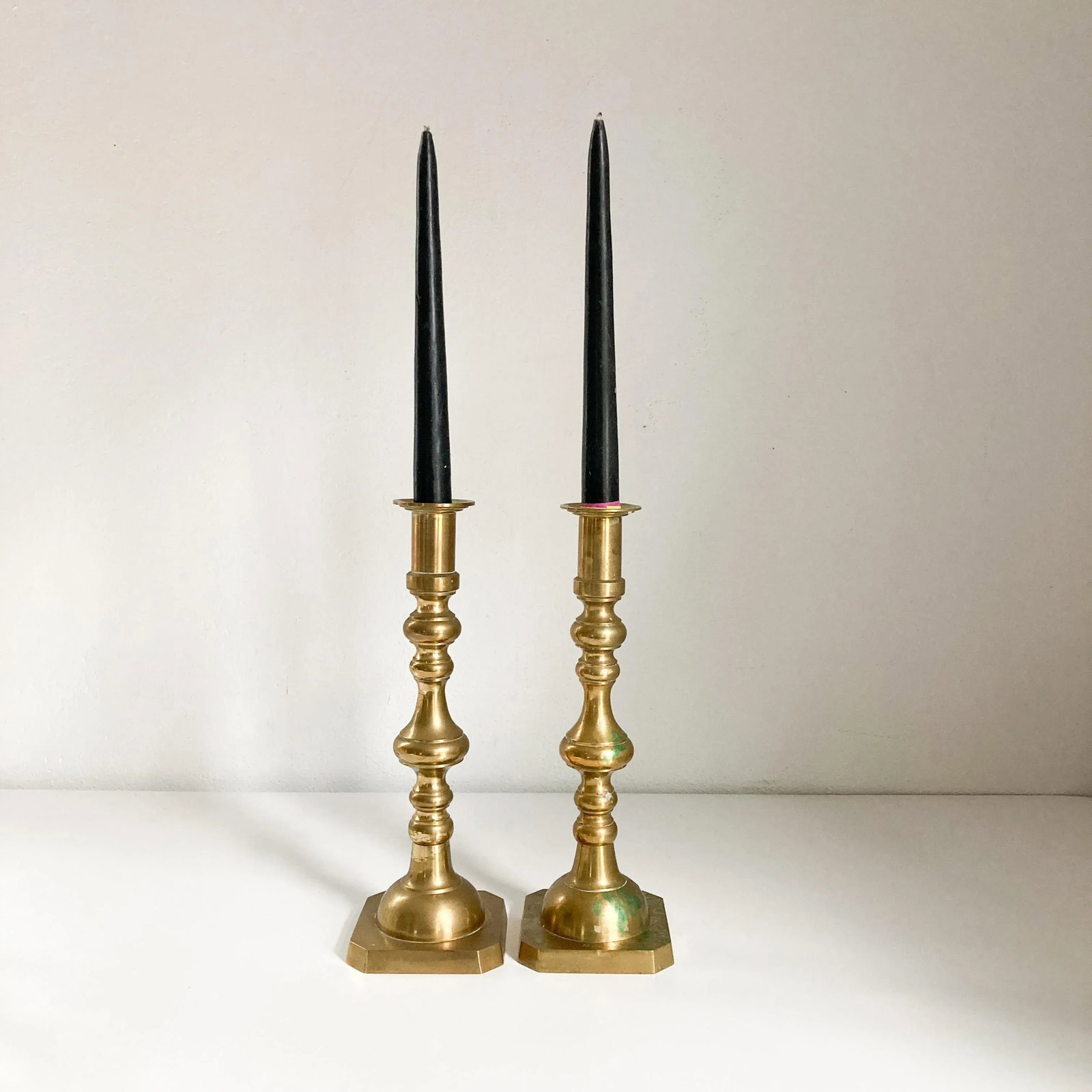 1960s Beehive and Diamond Style Pair of Brass Candlestick Holders, Japanese- a Pair - 2