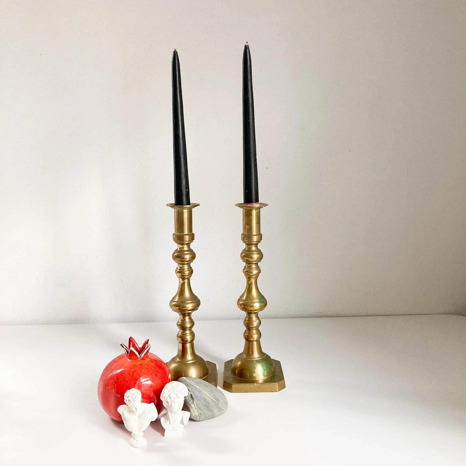 1960s Beehive and Diamond Style Pair of Brass Candlestick Holders, Japanese- a Pair - 3
