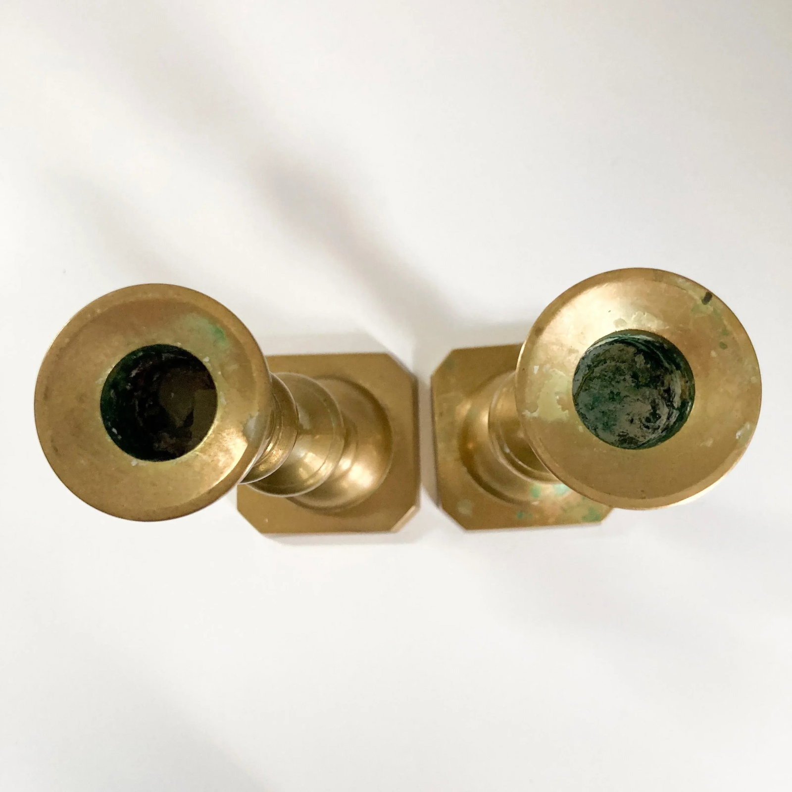 1960s Beehive and Diamond Style Pair of Brass Candlestick Holders, Japanese- a Pair - 6