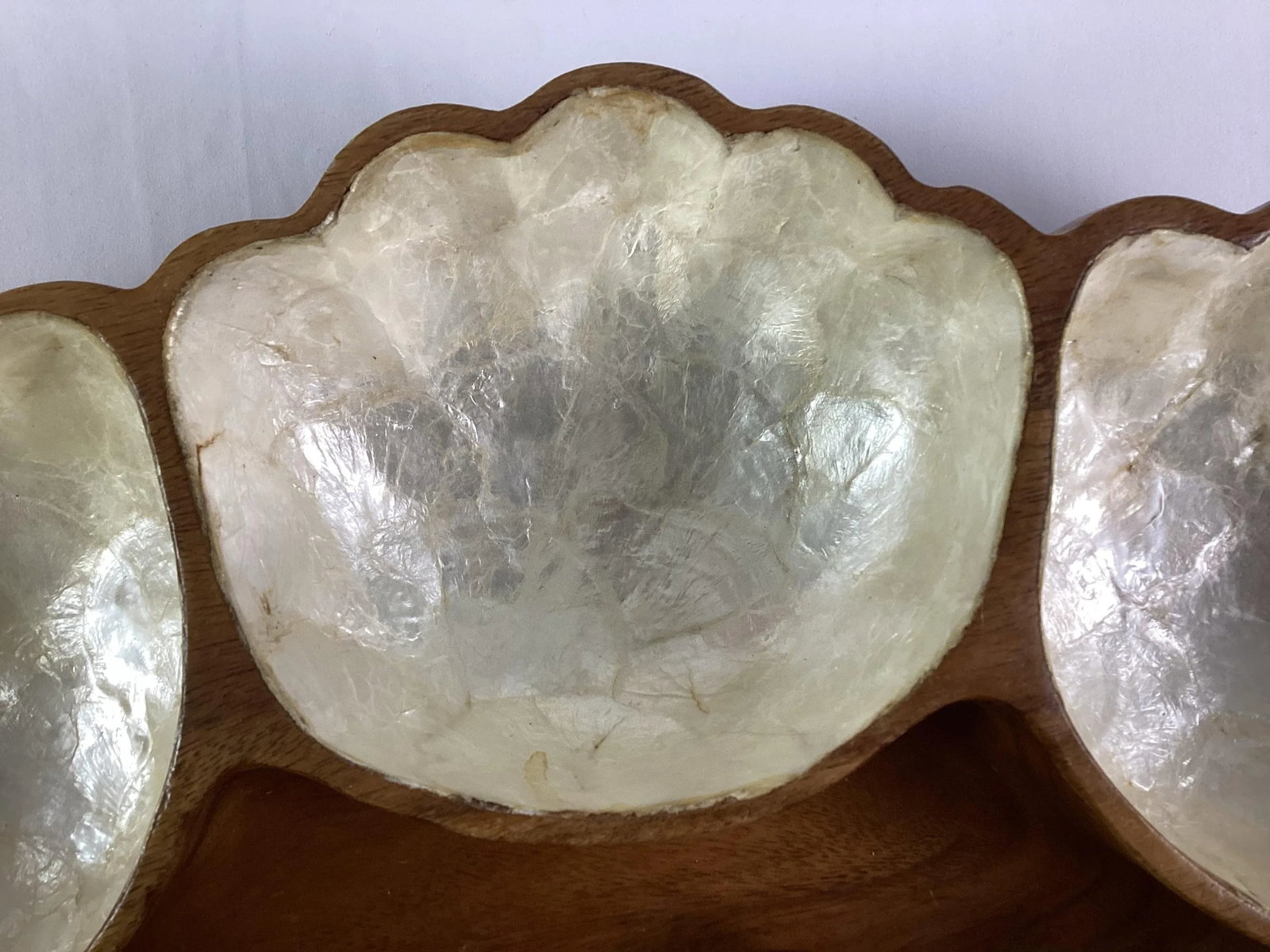 1960's Philipine Monkey Pod Wood and Capiz Shell - Hors D'oeuvre/Snack Tray With Provenance - 6