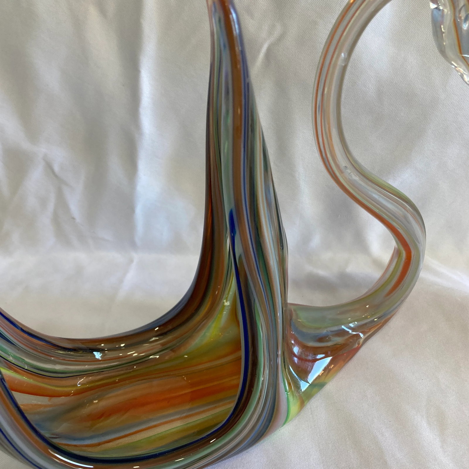 Vintage Murano Style Multicolor Art Glass Swan Sculpture - 3