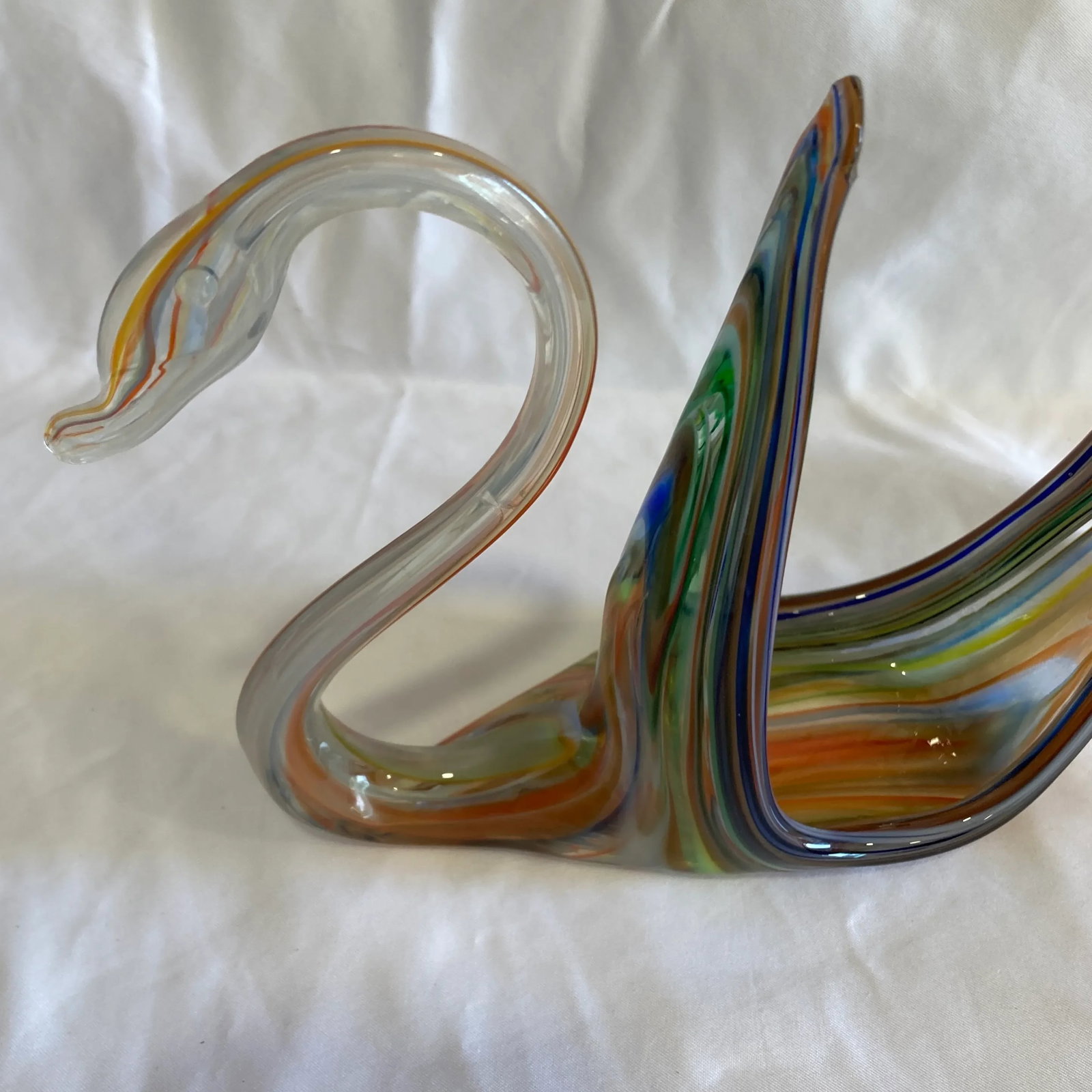 Vintage Murano Style Multicolor Art Glass Swan Sculpture - 6