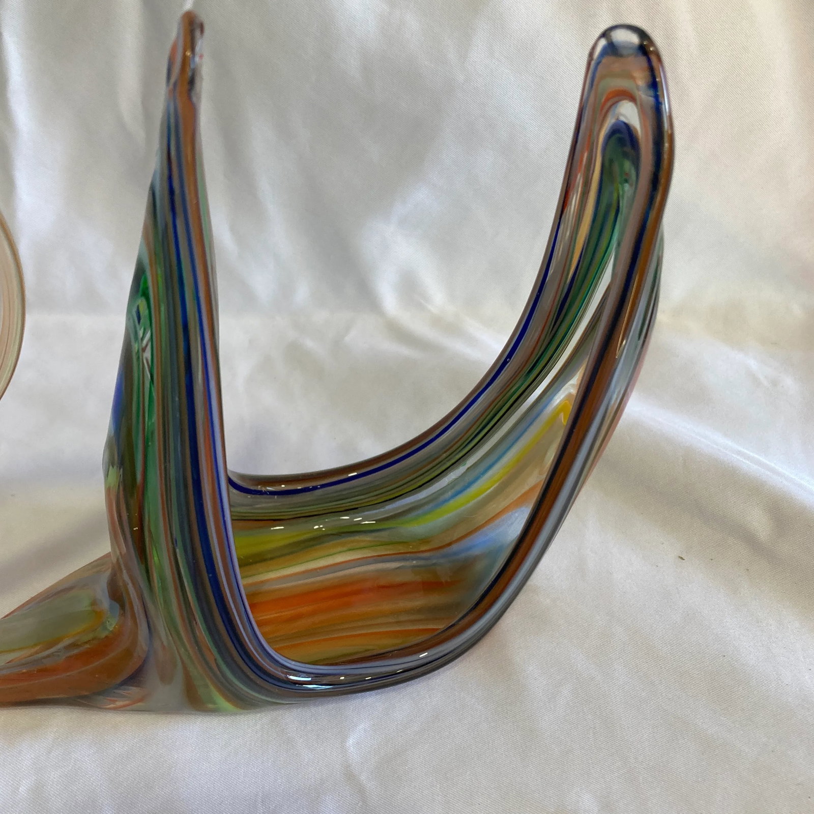 Vintage Murano Style Multicolor Art Glass Swan Sculpture - 7