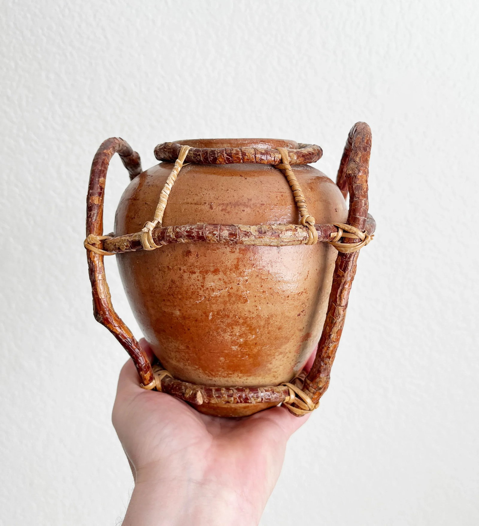 Vintage Mexican Clay Pot With Willow Branches - 10