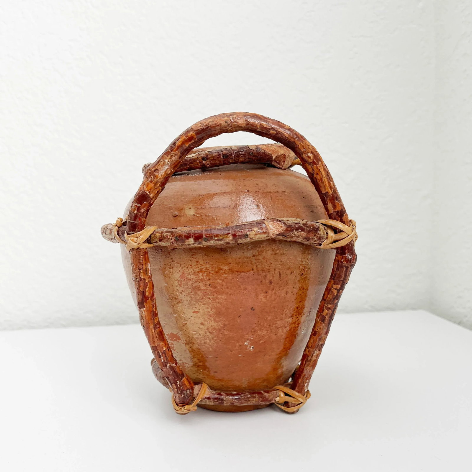 Vintage Mexican Clay Pot With Willow Branches - 2