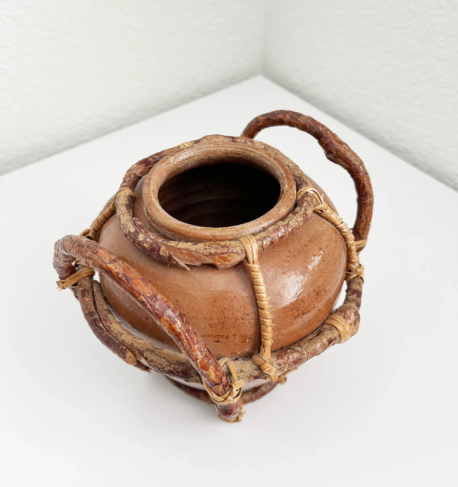 Vintage Mexican Clay Pot With Willow Branches - 3
