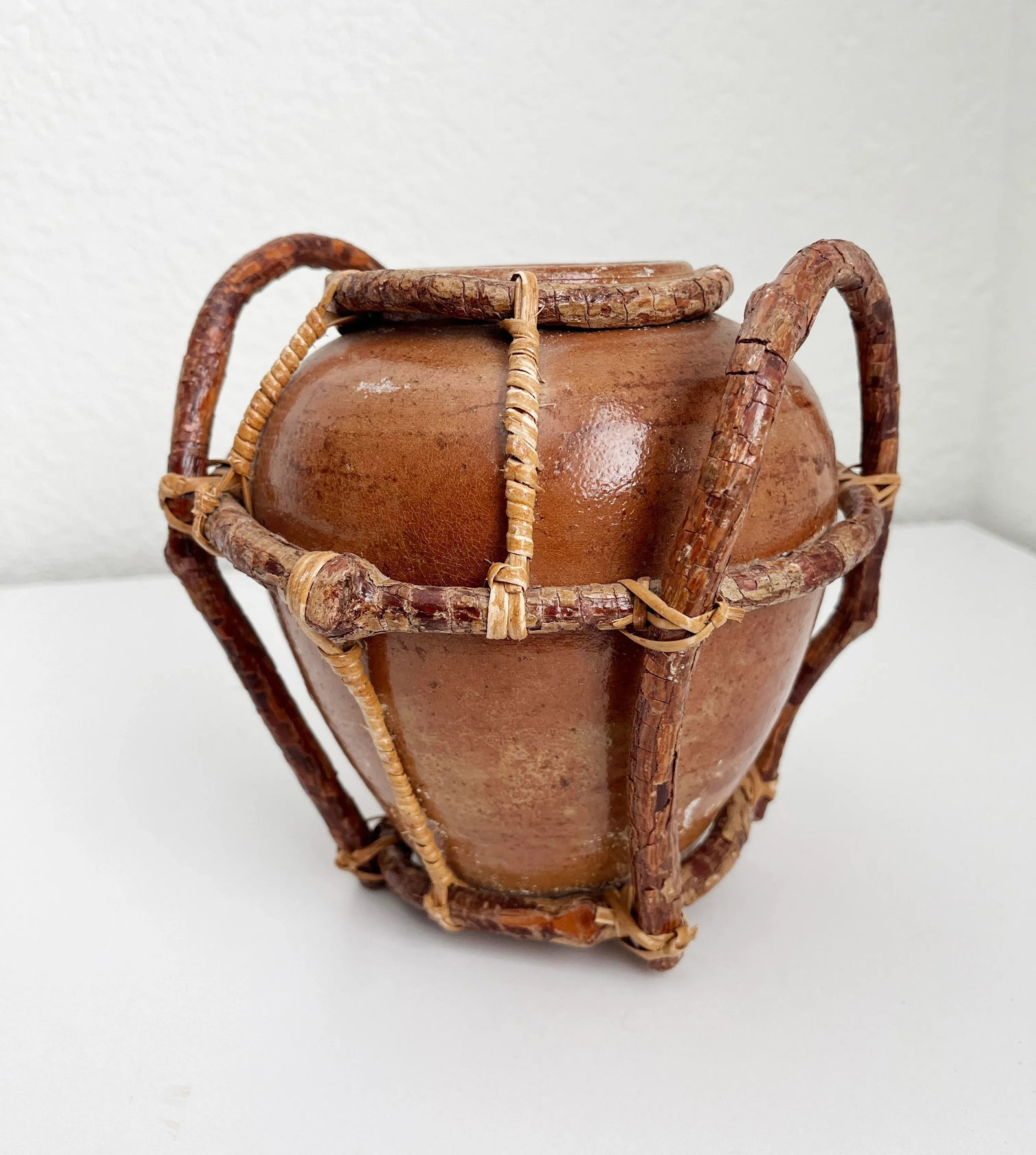 Vintage Mexican Clay Pot With Willow Branches - 4