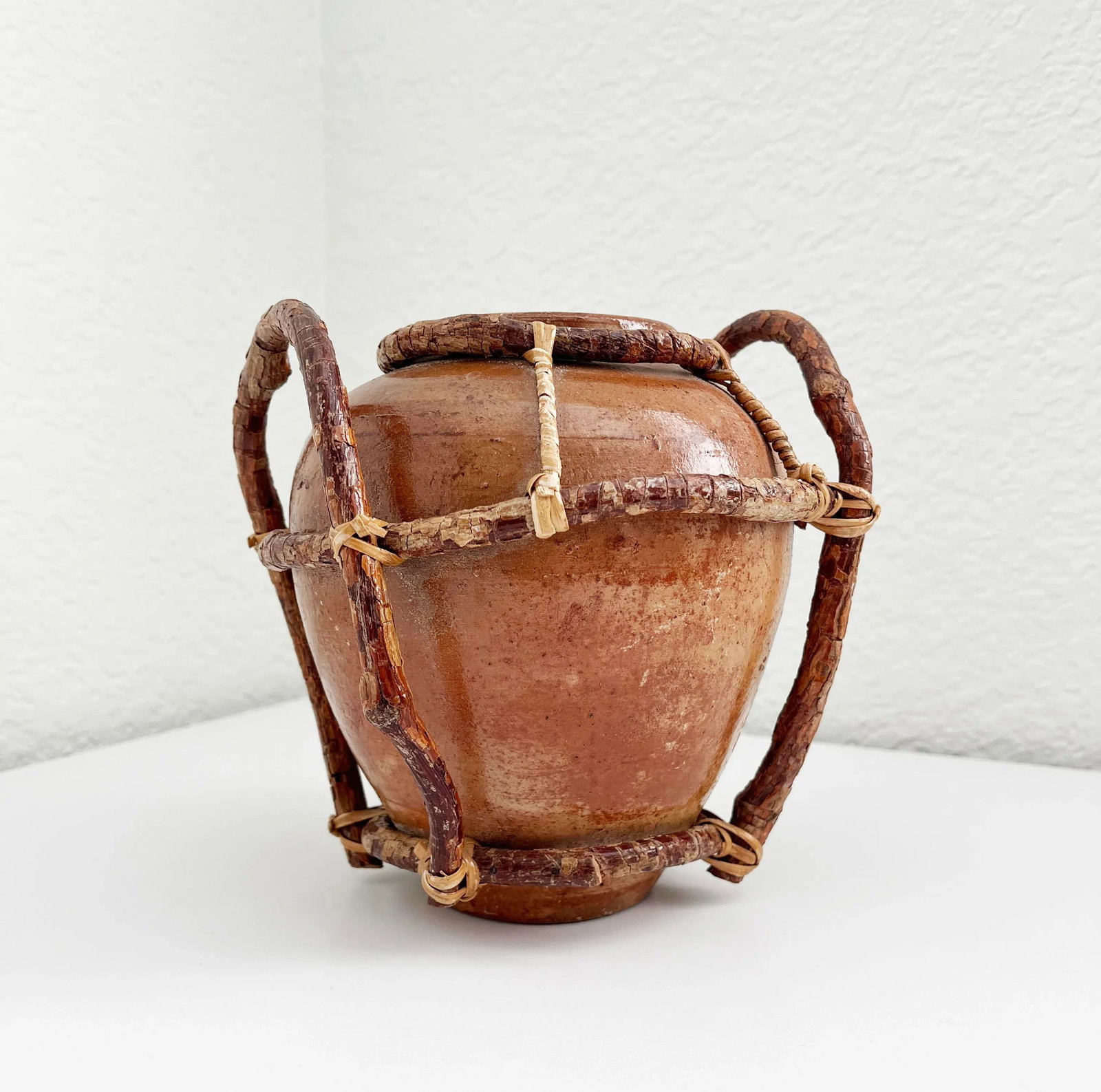 Vintage Mexican Clay Pot With Willow Branches - 5