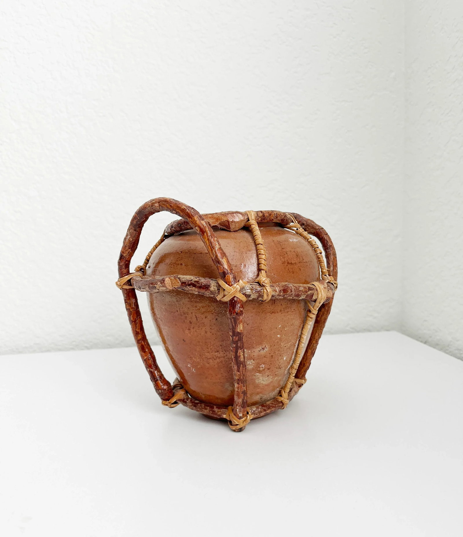 Vintage Mexican Clay Pot With Willow Branches - 6