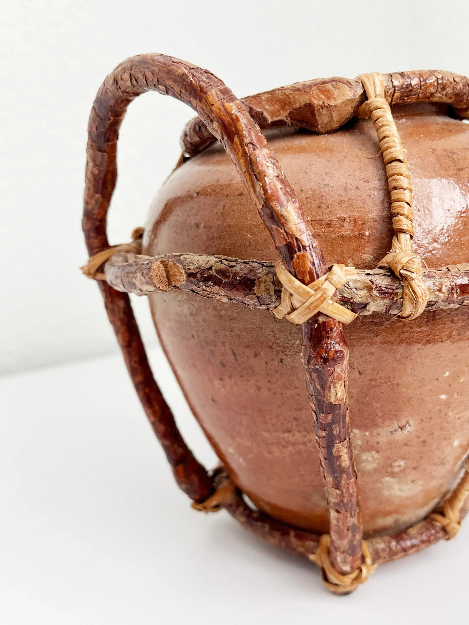 Vintage Mexican Clay Pot With Willow Branches - 7