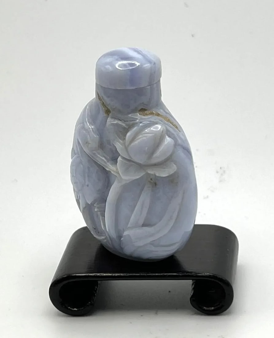 1980's Blue Lace Agate Snuff Bottle - 4