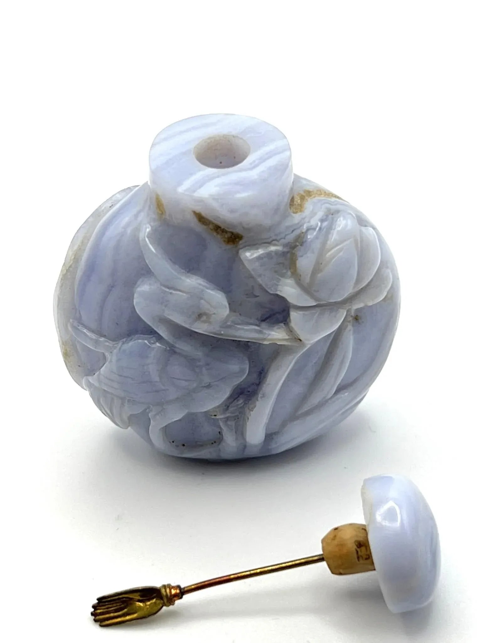 1980's Blue Lace Agate Snuff Bottle - 6