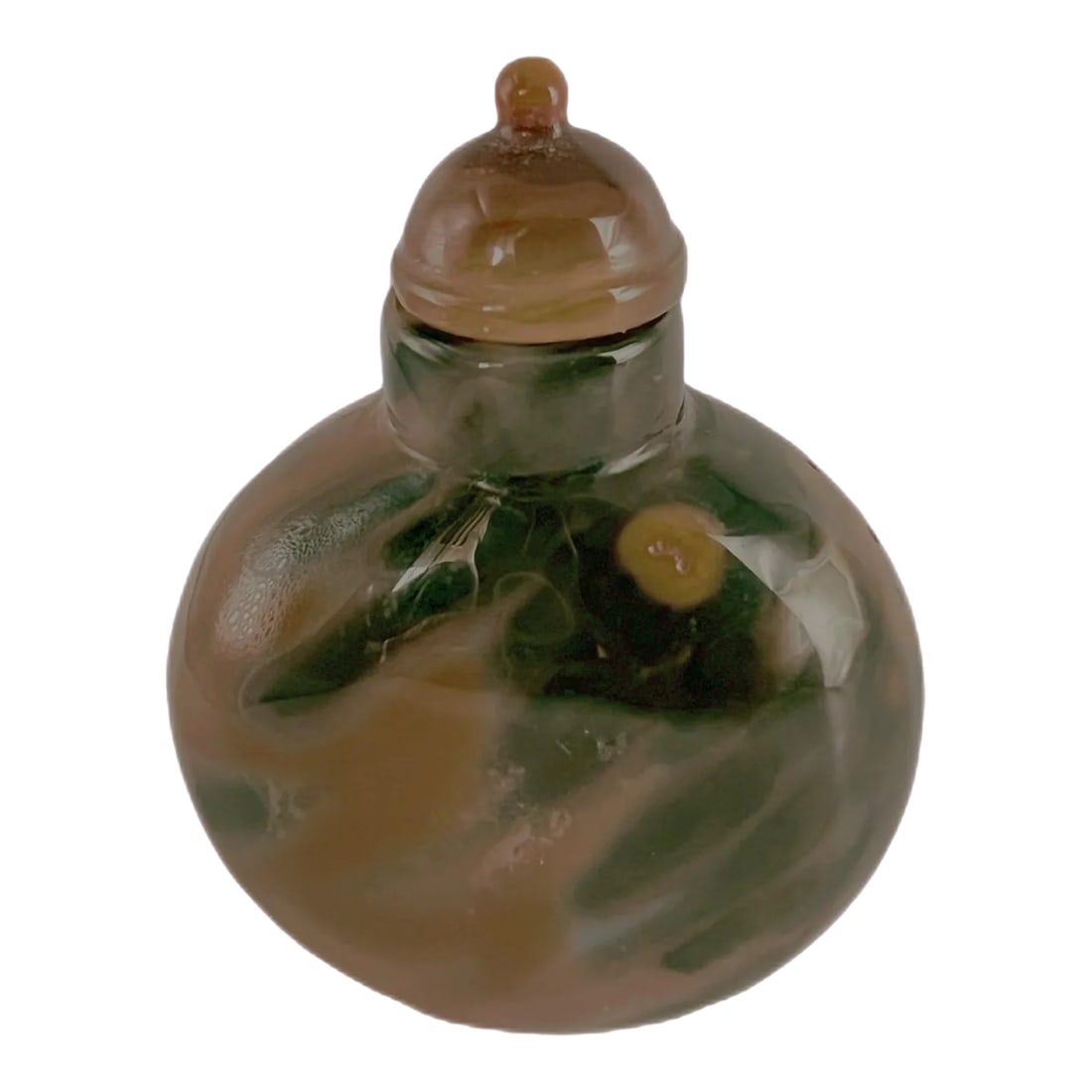 Small Vintage Chalcedony Snuff Bottle: At the present time, small snuff bottles are rarely made. But in the last century, they were made for personal use, for they are less heavy to carry around. This is a pocket size bottle made out