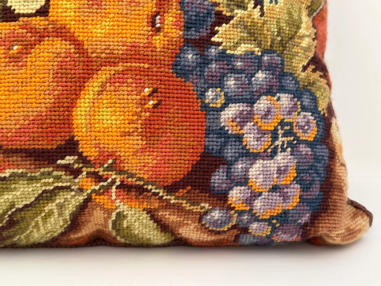 Vintage Fall Harvest Needlepoint Pillow - 3