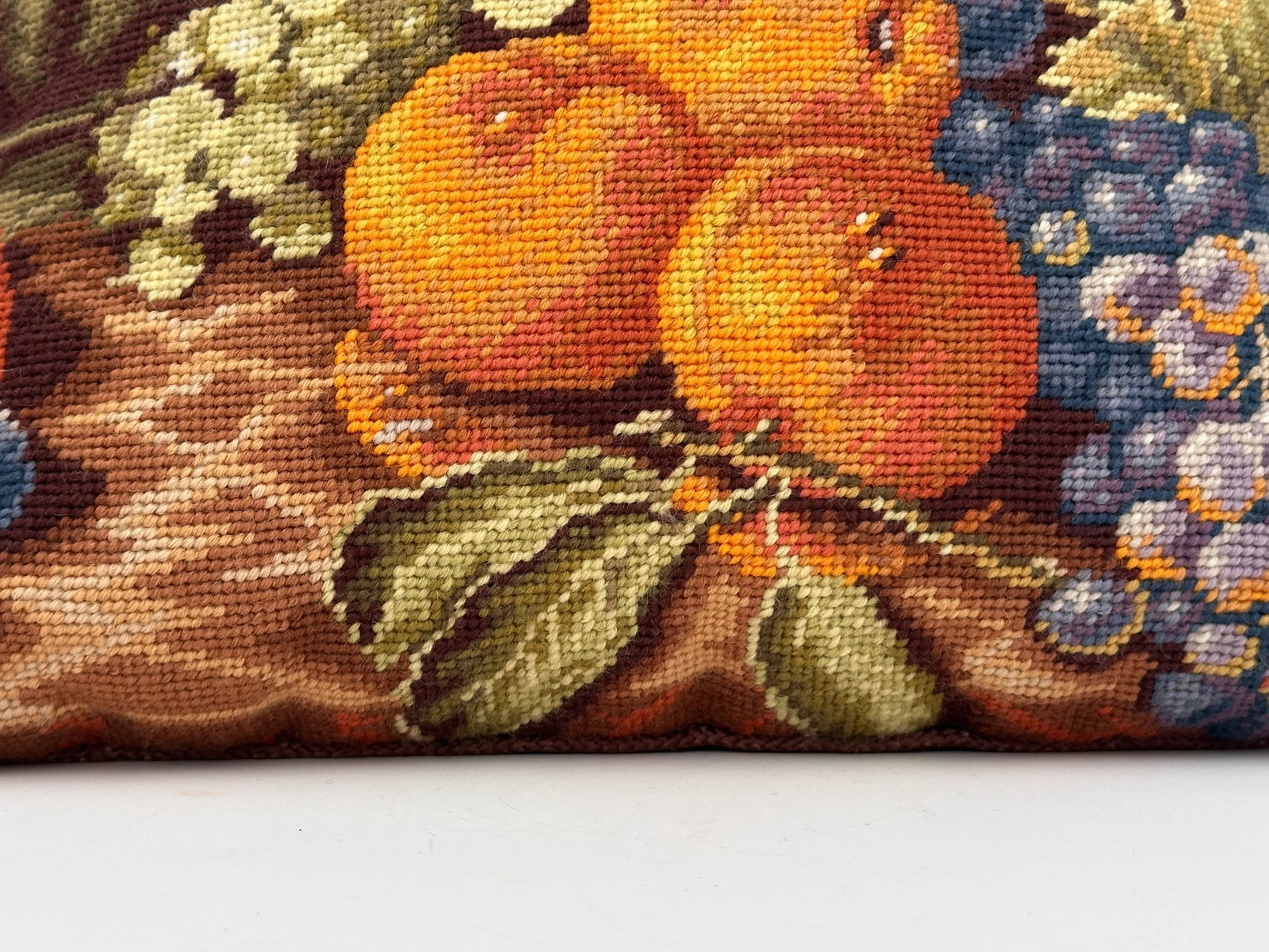 Vintage Fall Harvest Needlepoint Pillow - 4