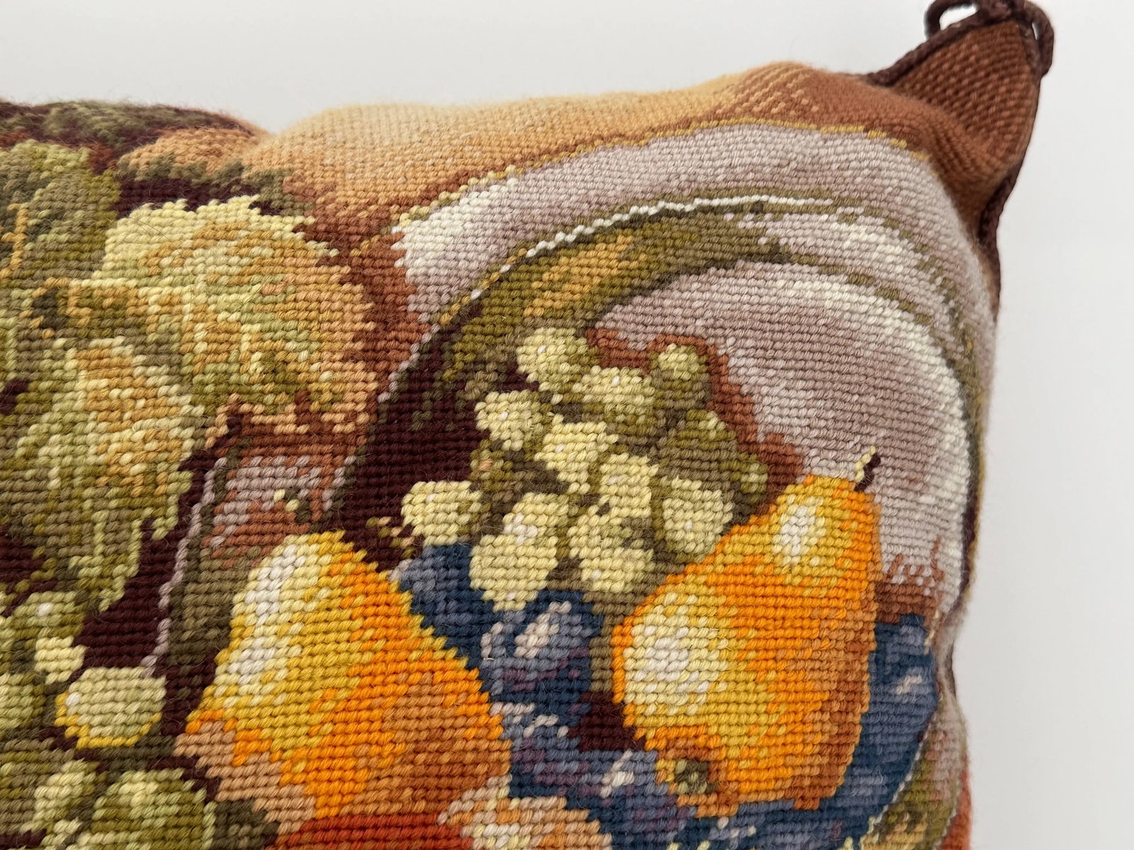 Vintage Fall Harvest Needlepoint Pillow - 5