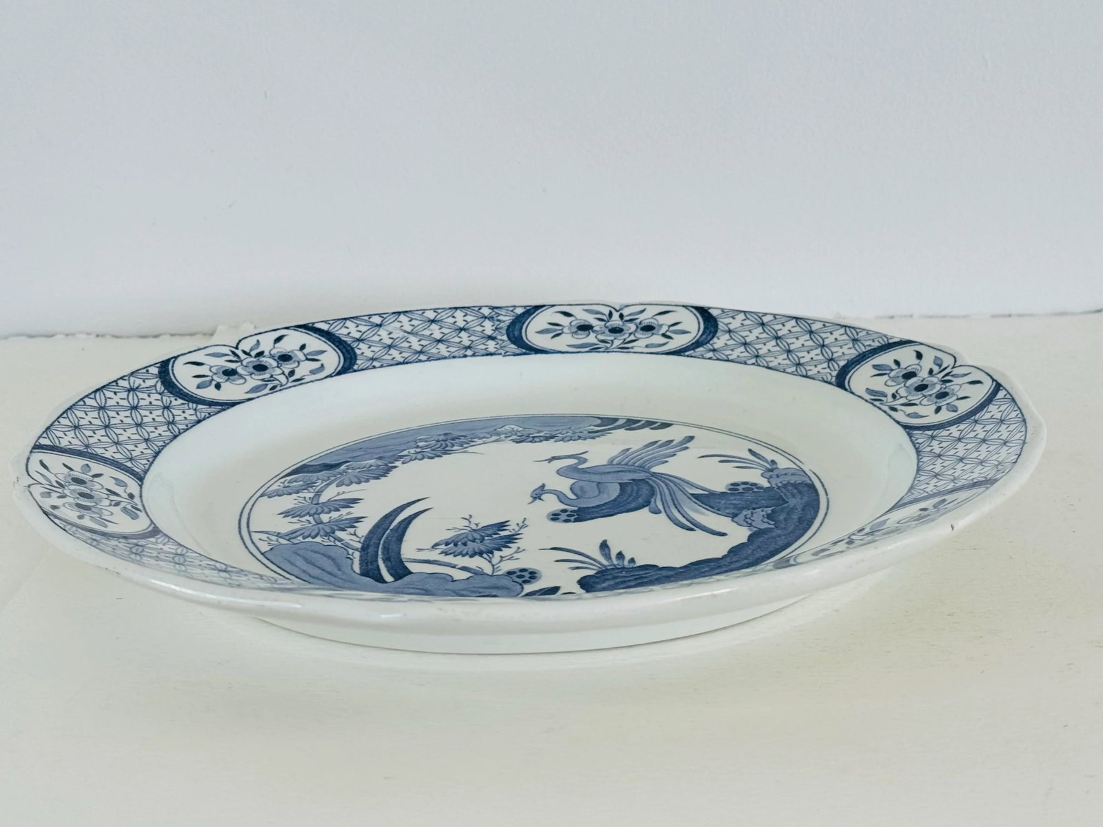 Vintage 1930s English Ironstone Round Charger Serving Plate With Exotic Birds - 5