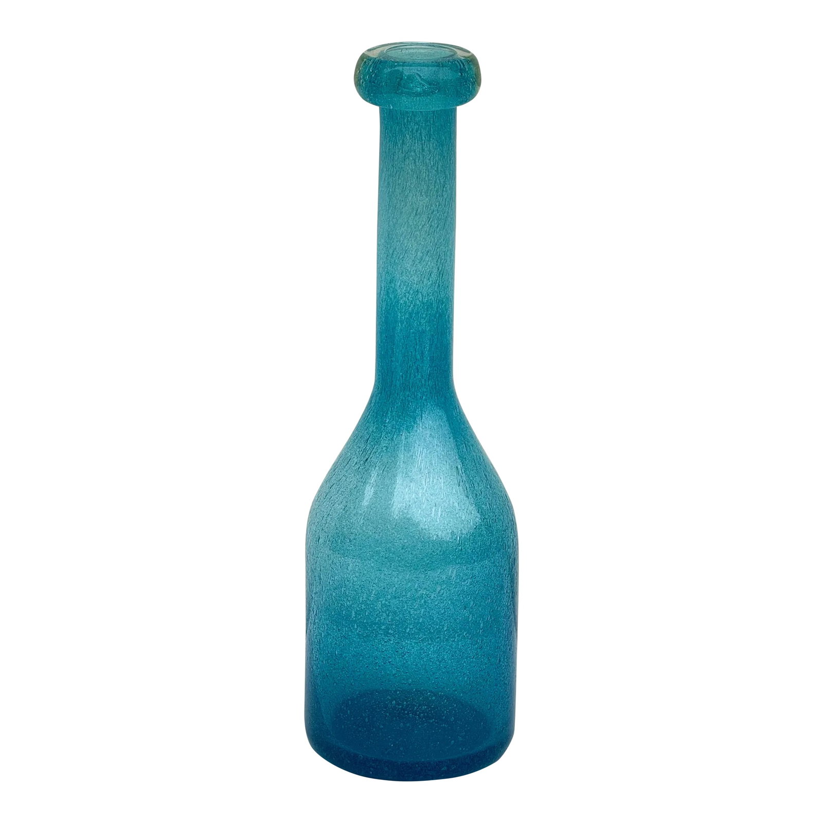 Art Glass Tall Vase: Vintage Mid Century Cerulean Periwinkle Blue Crackle With Lovely Texture: Beautiful vintage mid century periwinkle / sky blue crackle vase. Excellent condition Condition: Alterations: Original Condition Unaltered Imperfections: Some Imperfections Condition Notes: Excellent