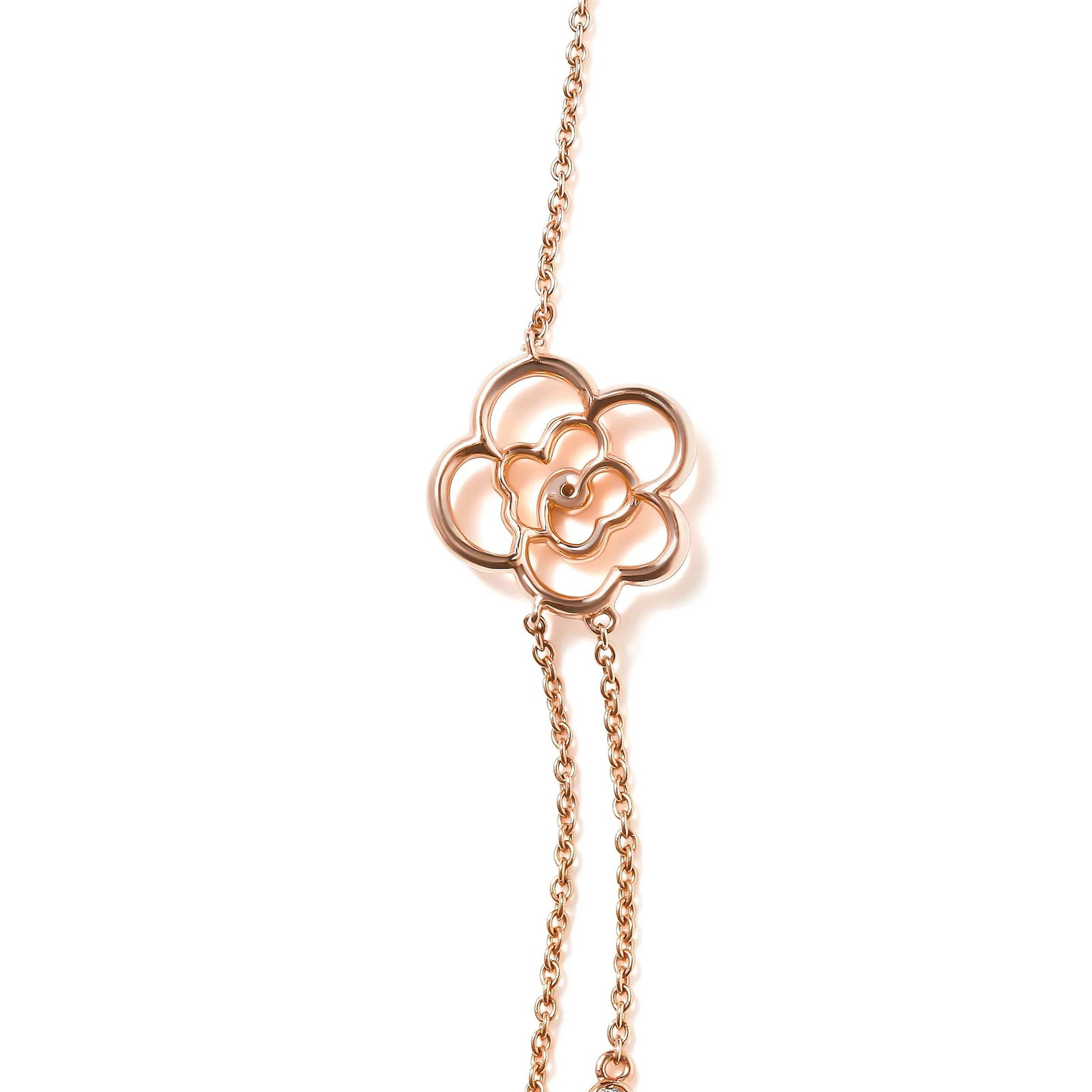 18K Rose Gold 1/2 Cttw Diamond and Freshwater Pearl Double Strand Station Necklace (G-H Color, SI1-S - 2