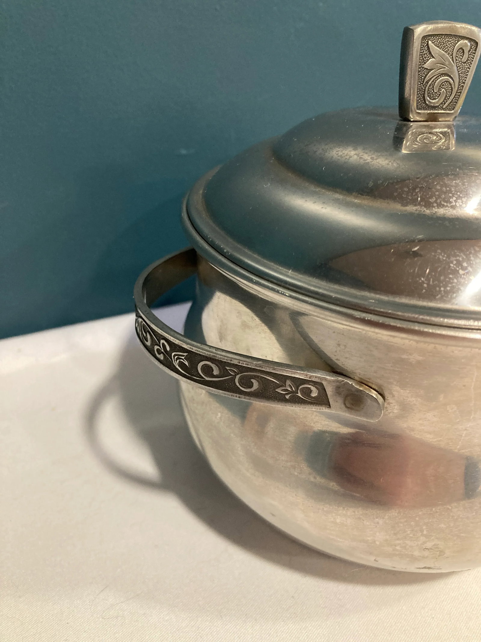 Vintage Steel Holloware Pot With Lid - 2