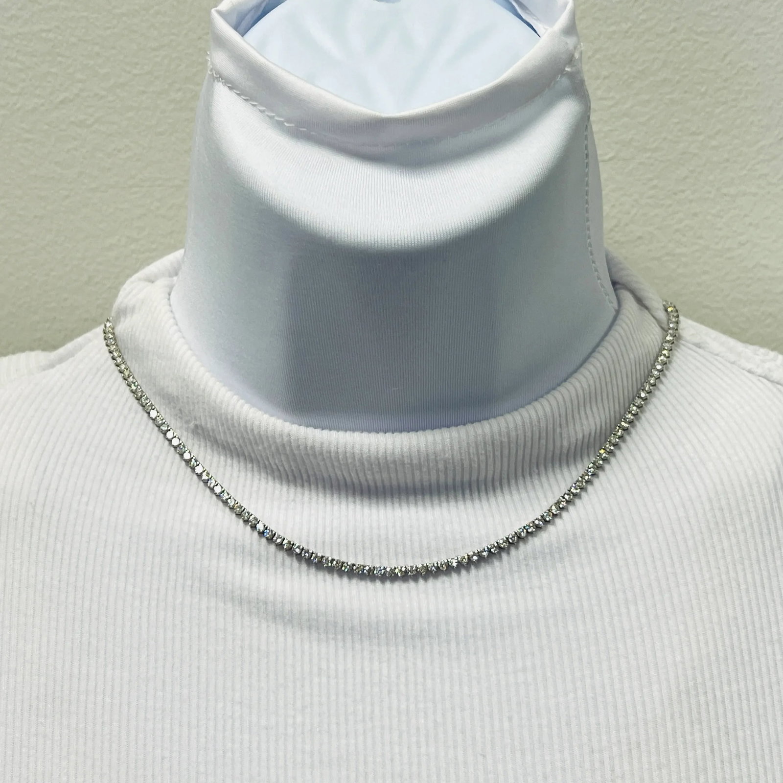 White Round Diamond Tennis Necklace in 14k White Gold - 2