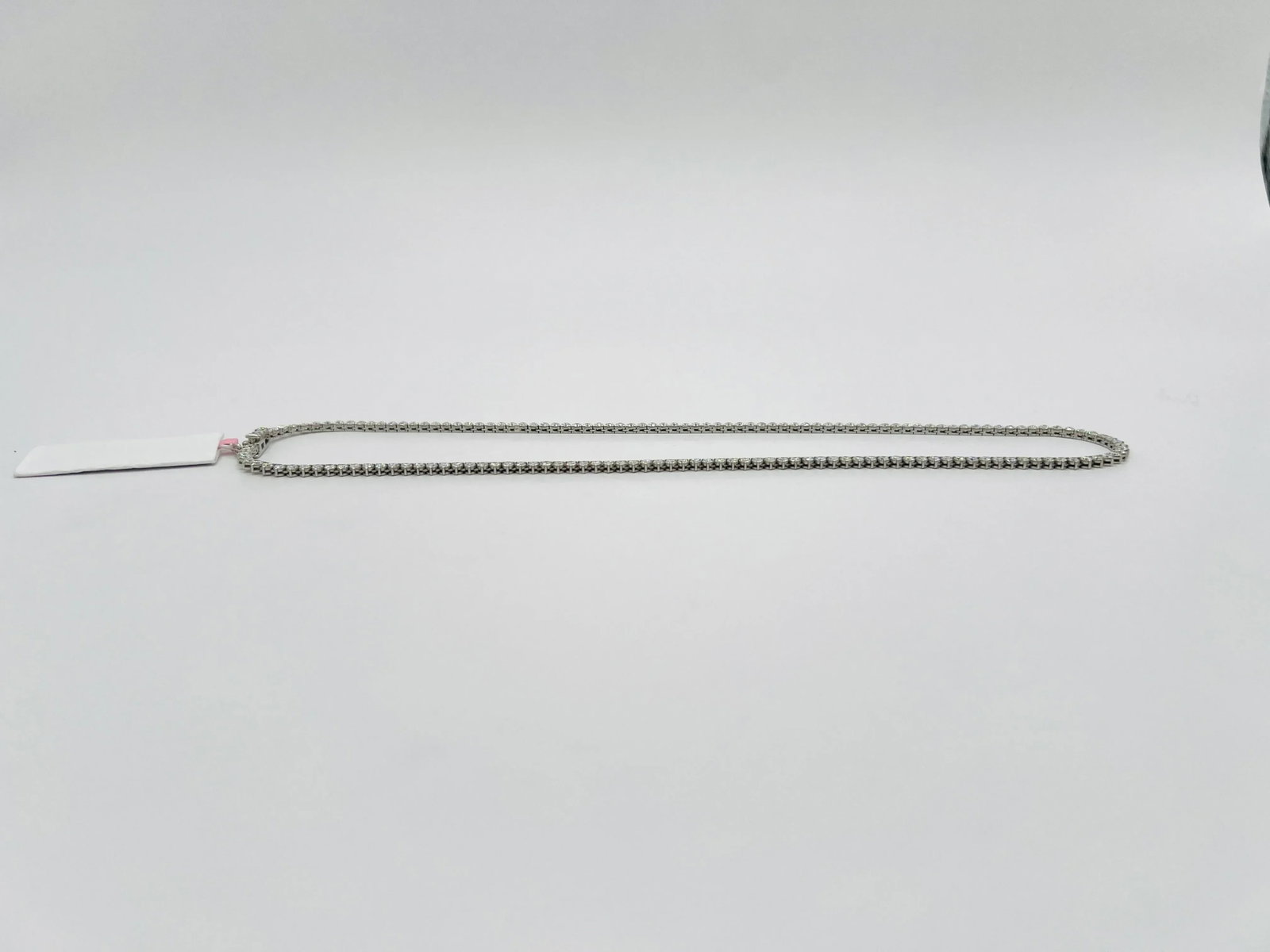 White Round Diamond Tennis Necklace in 14k White Gold - 4