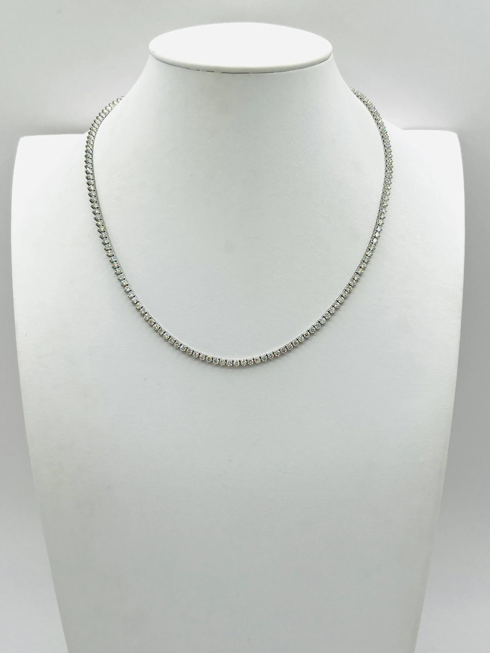 White Round Diamond Tennis Necklace in 14k White Gold - 5