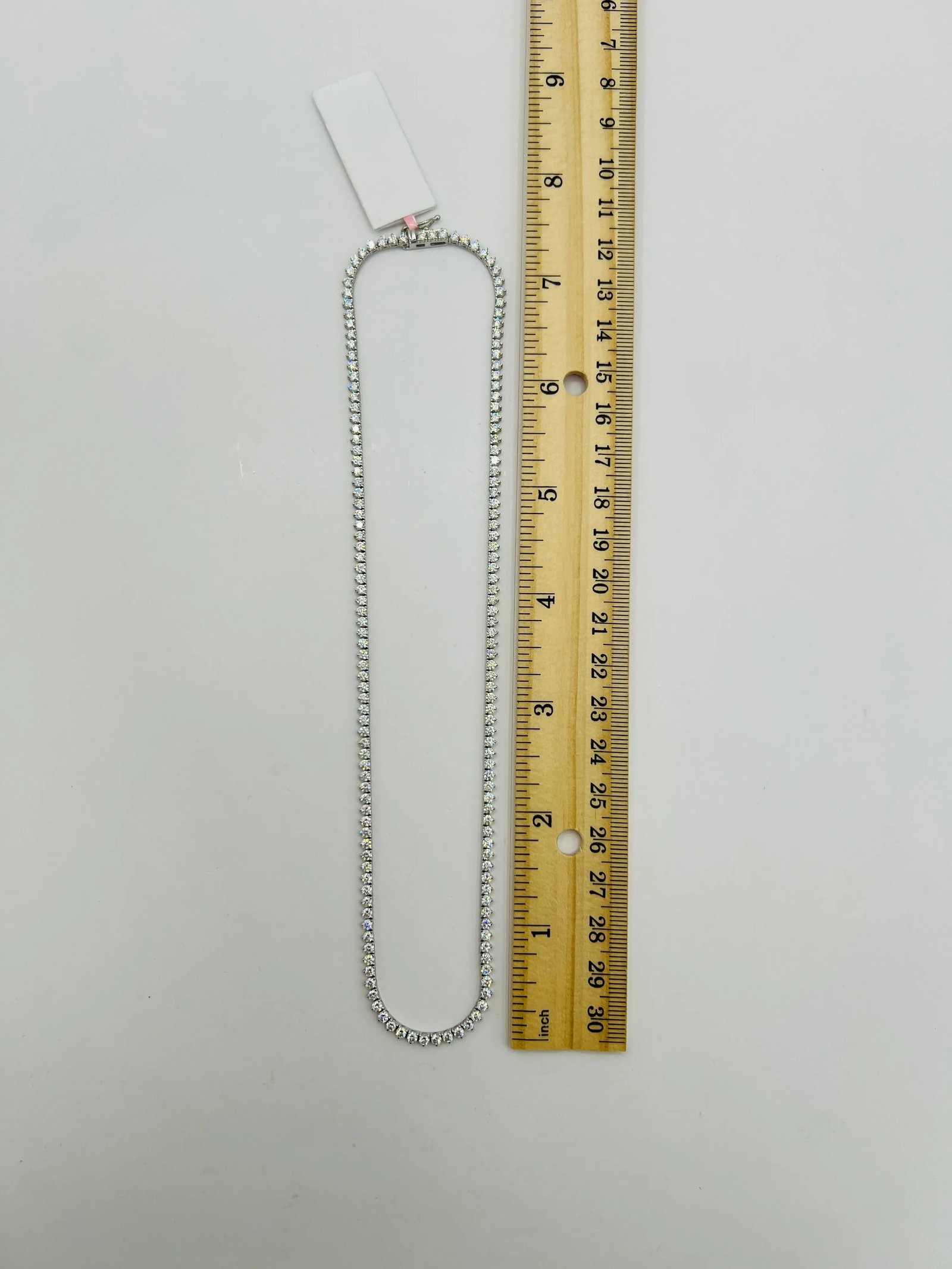 White Round Diamond Tennis Necklace in 14k White Gold - 6
