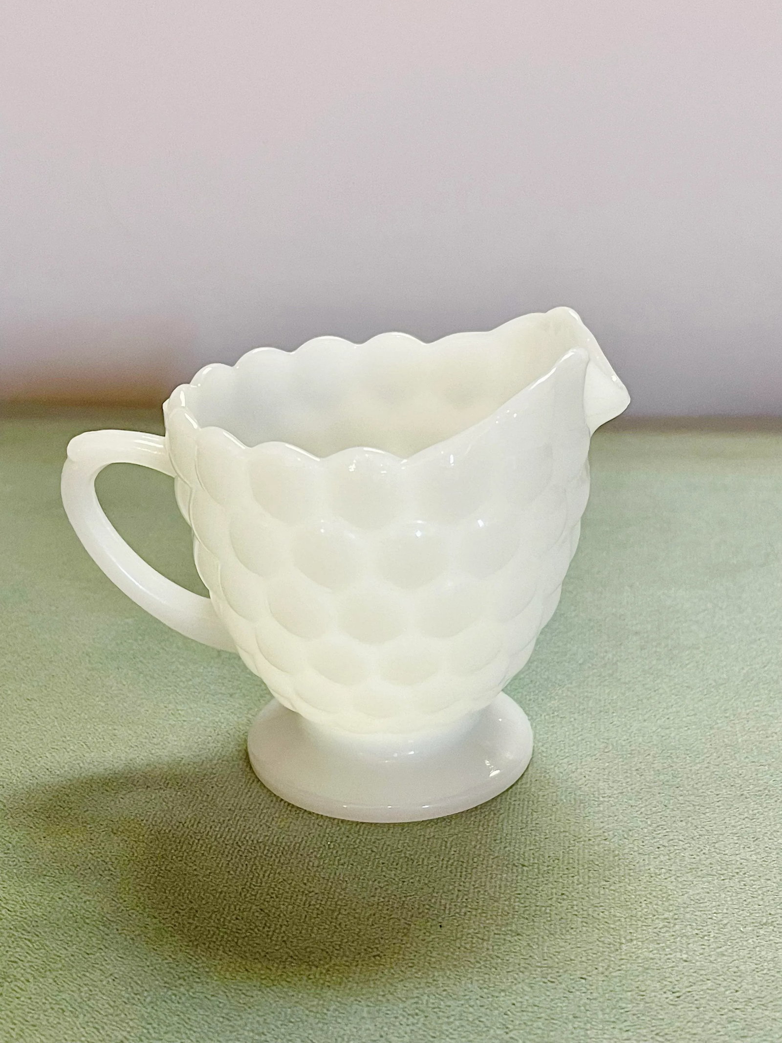 Mid 20th Century Anchor Hocking Bubble Milk Glass Creamer - 2