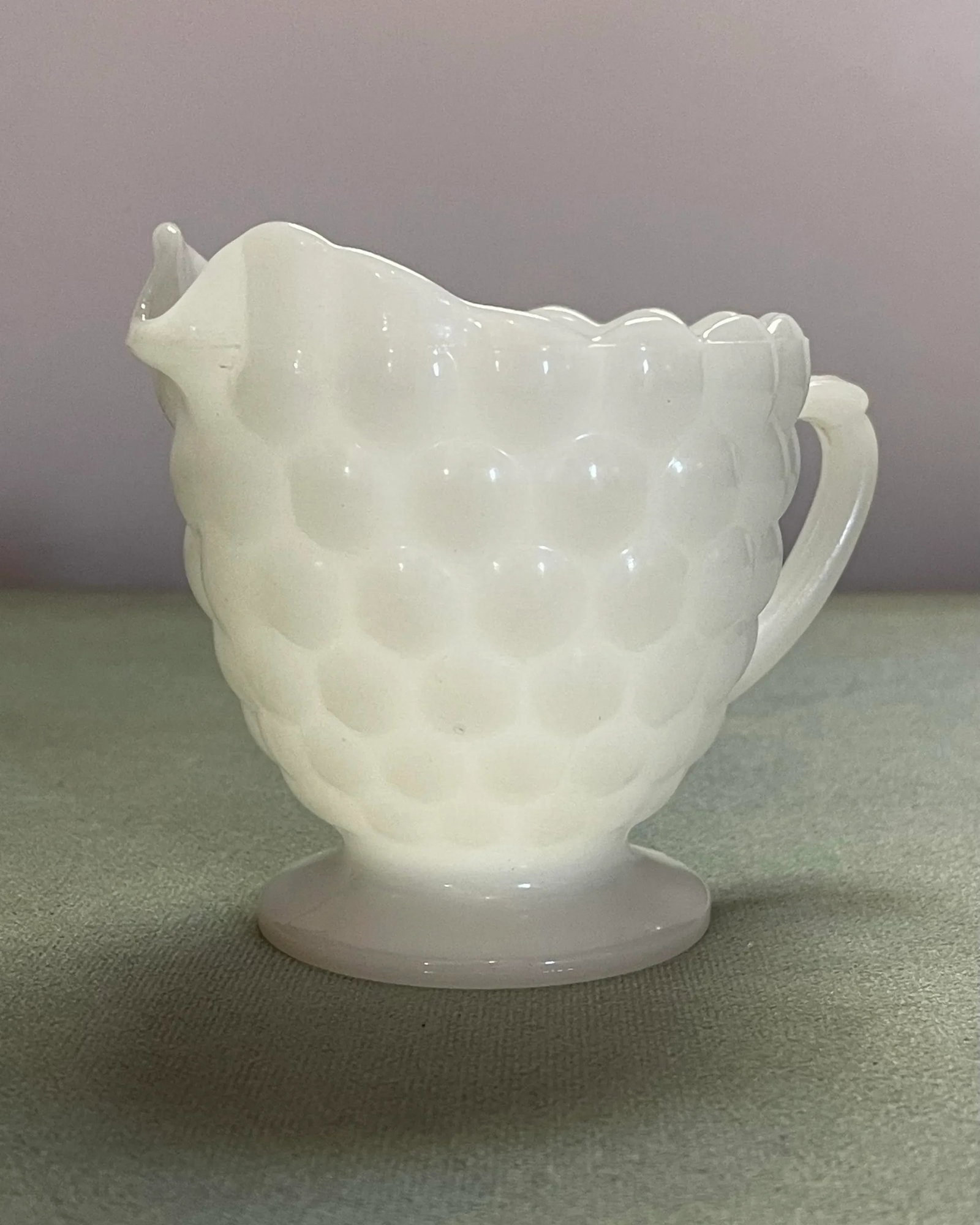 Mid 20th Century Anchor Hocking Bubble Milk Glass Creamer - 3