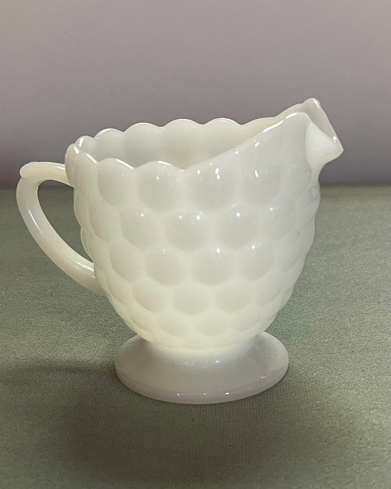 Mid 20th Century Anchor Hocking Bubble Milk Glass Creamer - 5