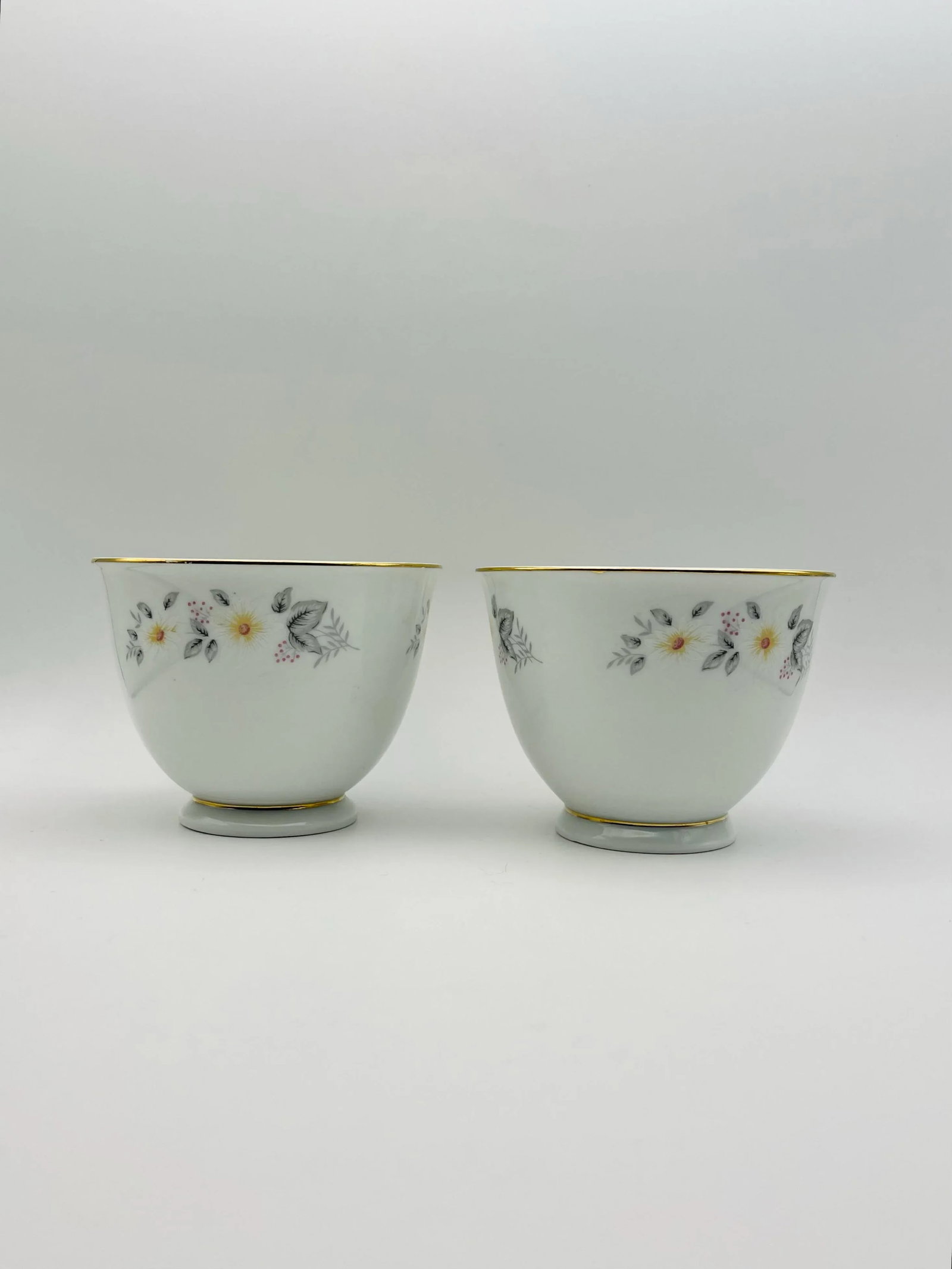 Vintage Snow-Flower Gold Trimmed Teacups- A Pair - 3