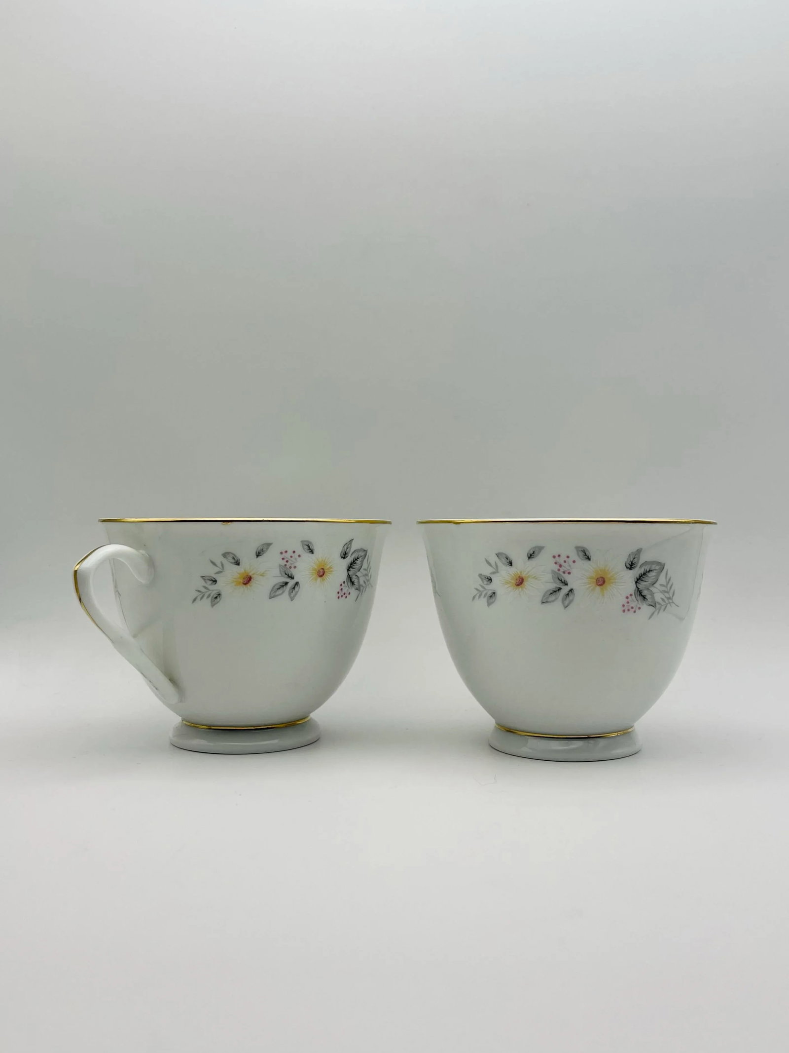 Vintage Snow-Flower Gold Trimmed Teacups- A Pair - 4