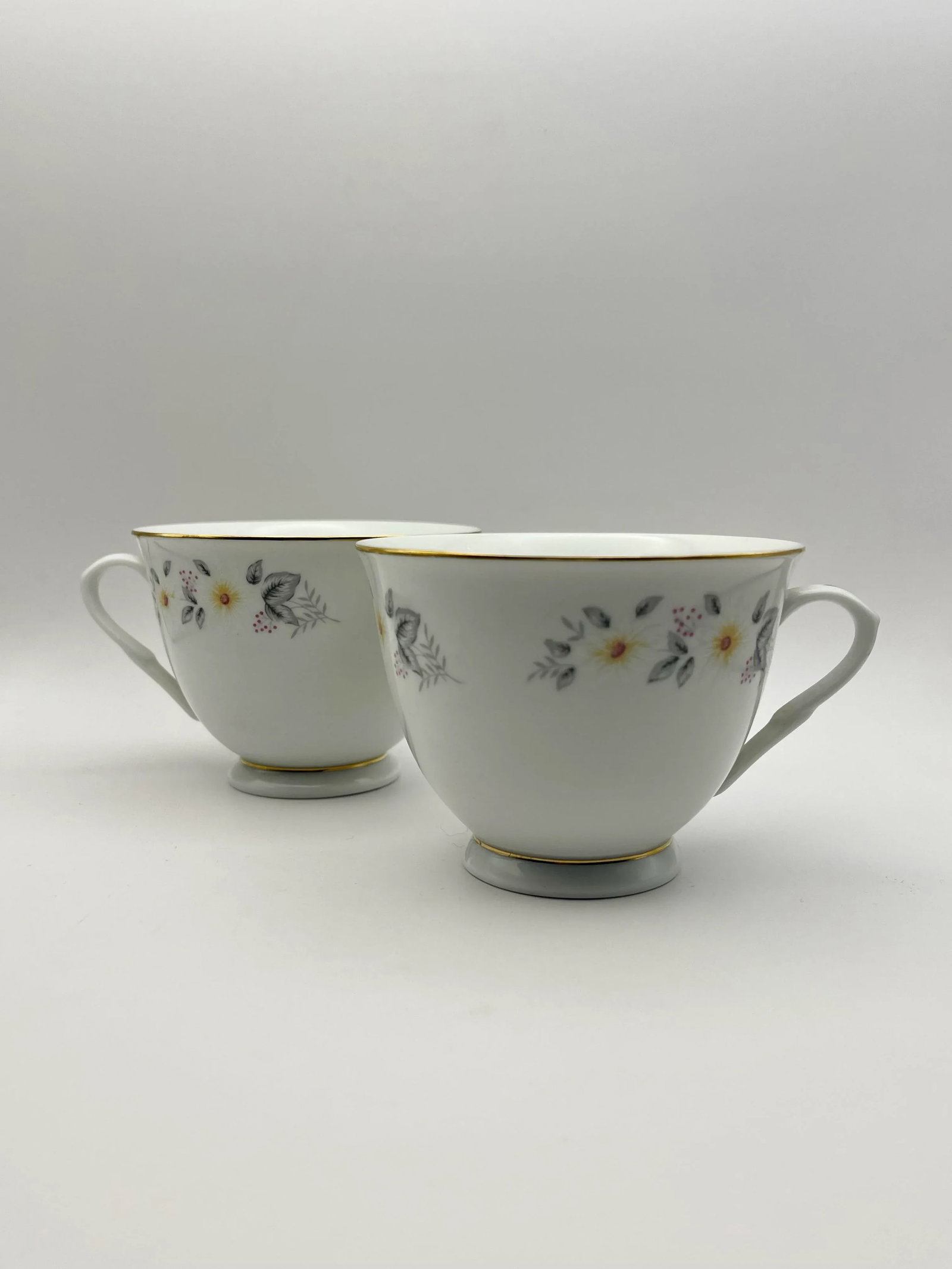 Vintage Snow-Flower Gold Trimmed Teacups- A Pair - 6