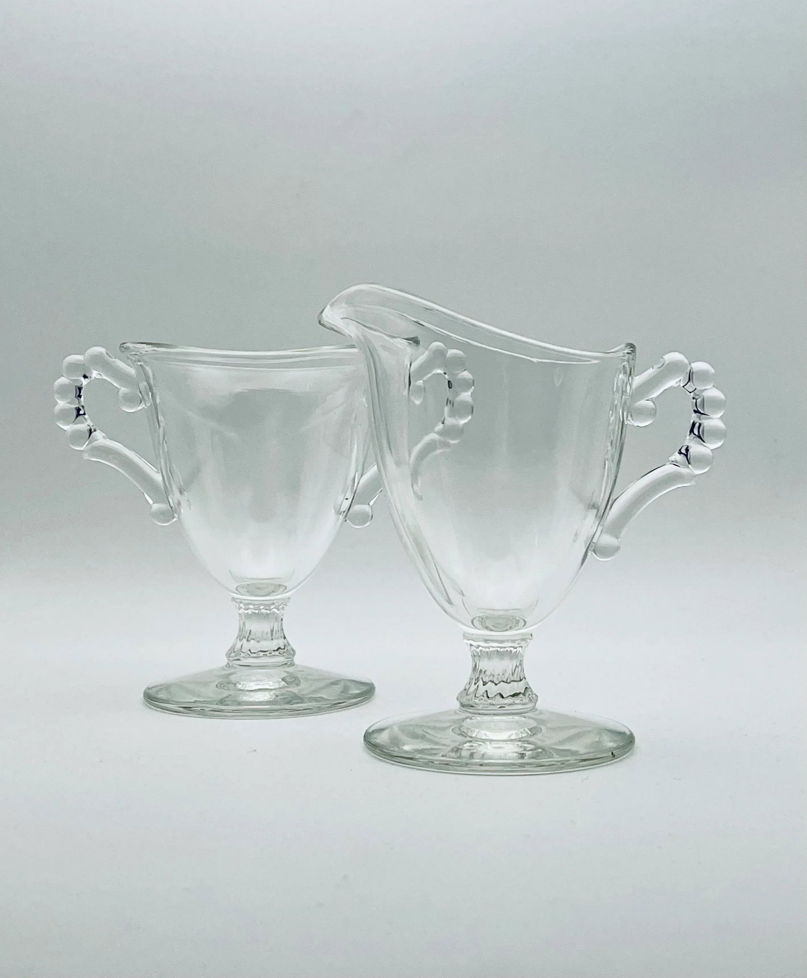 1930's Candlewick Footed Creamer & Sugar Bowl - 3