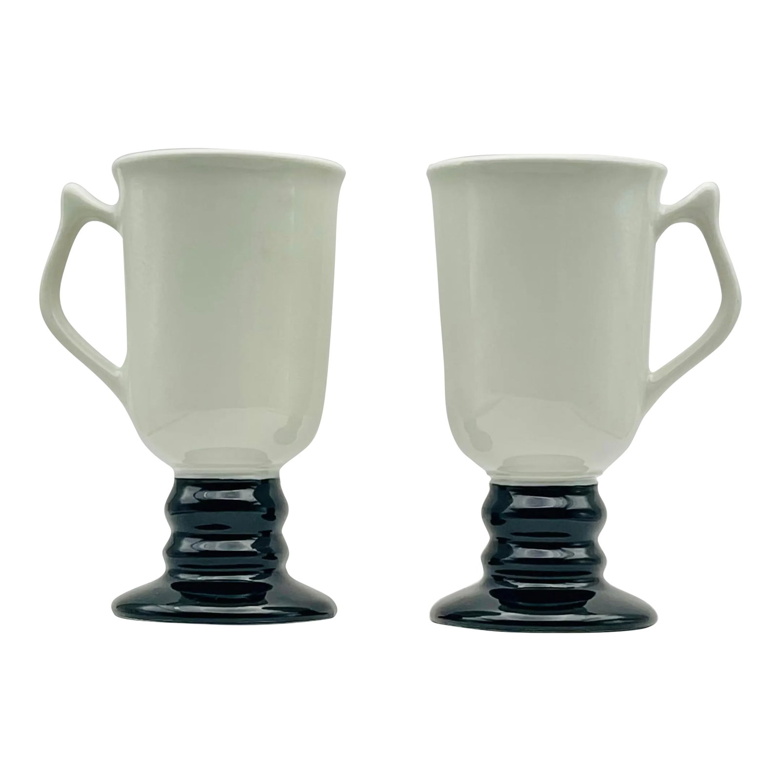 Mid 20th Century Hall China Irish Coffee Mugs- A Pair: A pair of classic black and white Irish coffee mugs by Hall China. Ships within 1-2 days using USPS. All items packed with care. Please contact us with any questions. Arrives within 2-5 business days 