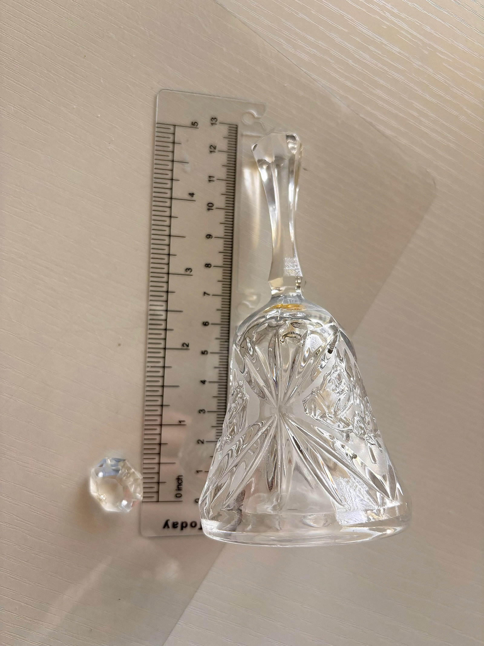 Mid 20th Century Crystal Dinner Hand Bell With Equestrian Horses and Star Design - 11