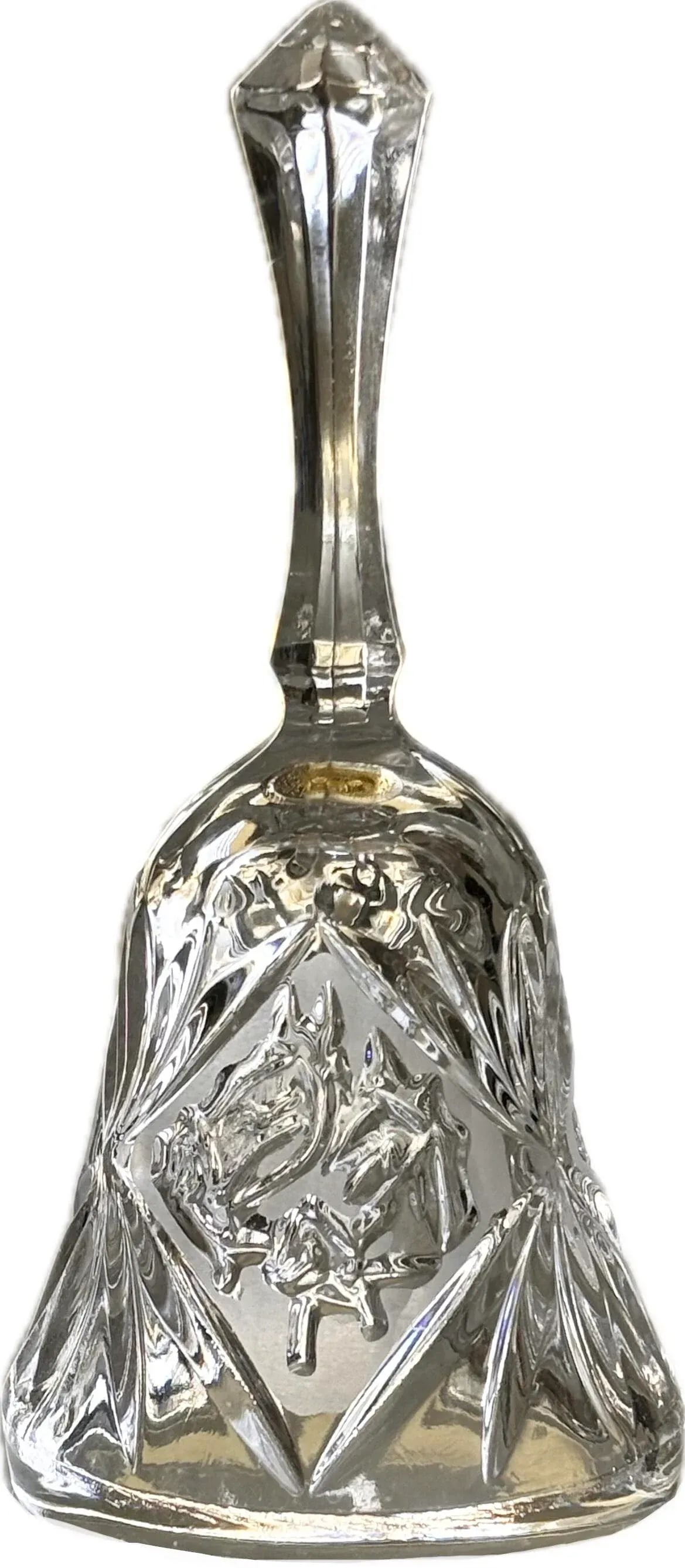 Mid 20th Century Crystal Dinner Hand Bell With Equestrian Horses and Star Design - 12
