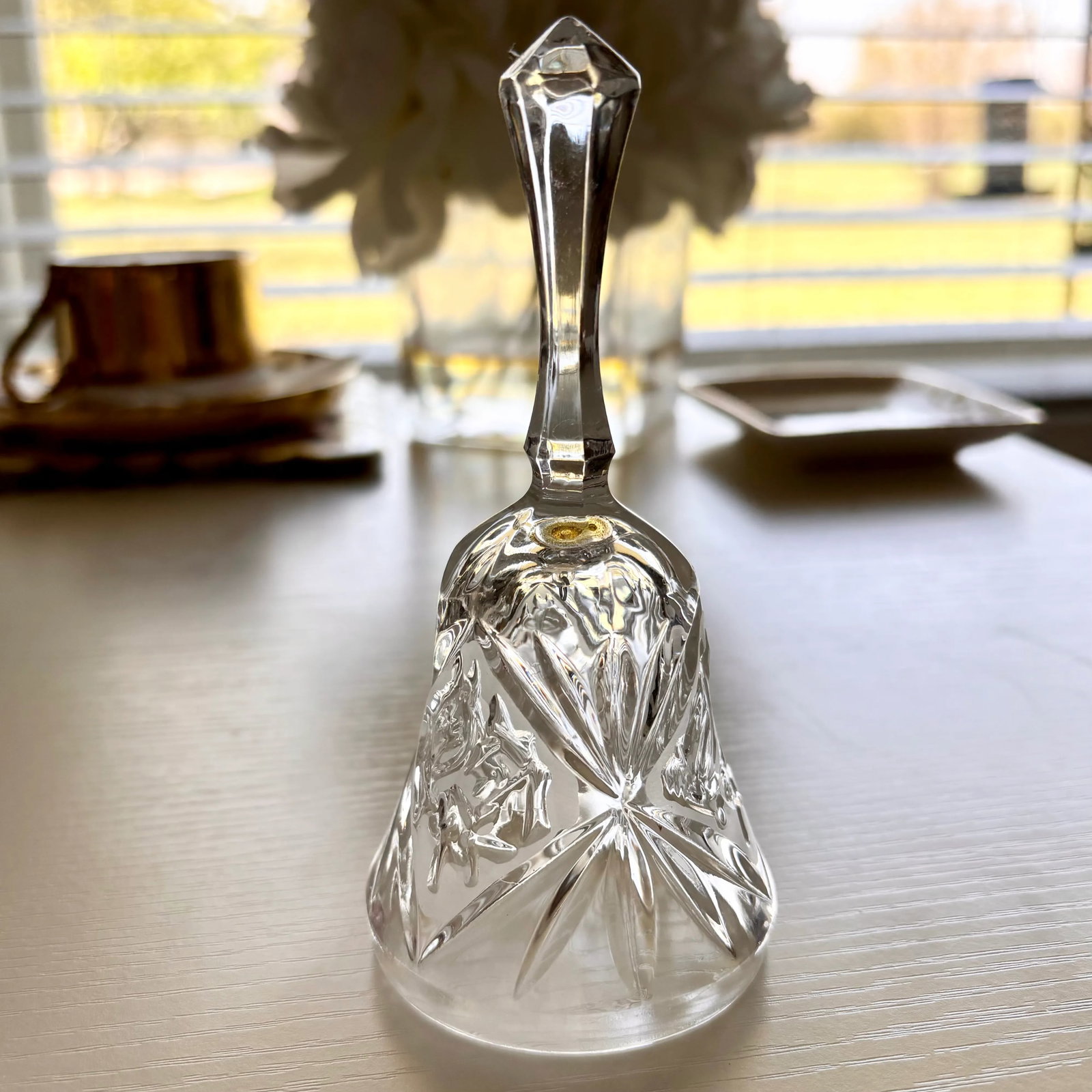 Mid 20th Century Crystal Dinner Hand Bell With Equestrian Horses and Star Design - 2