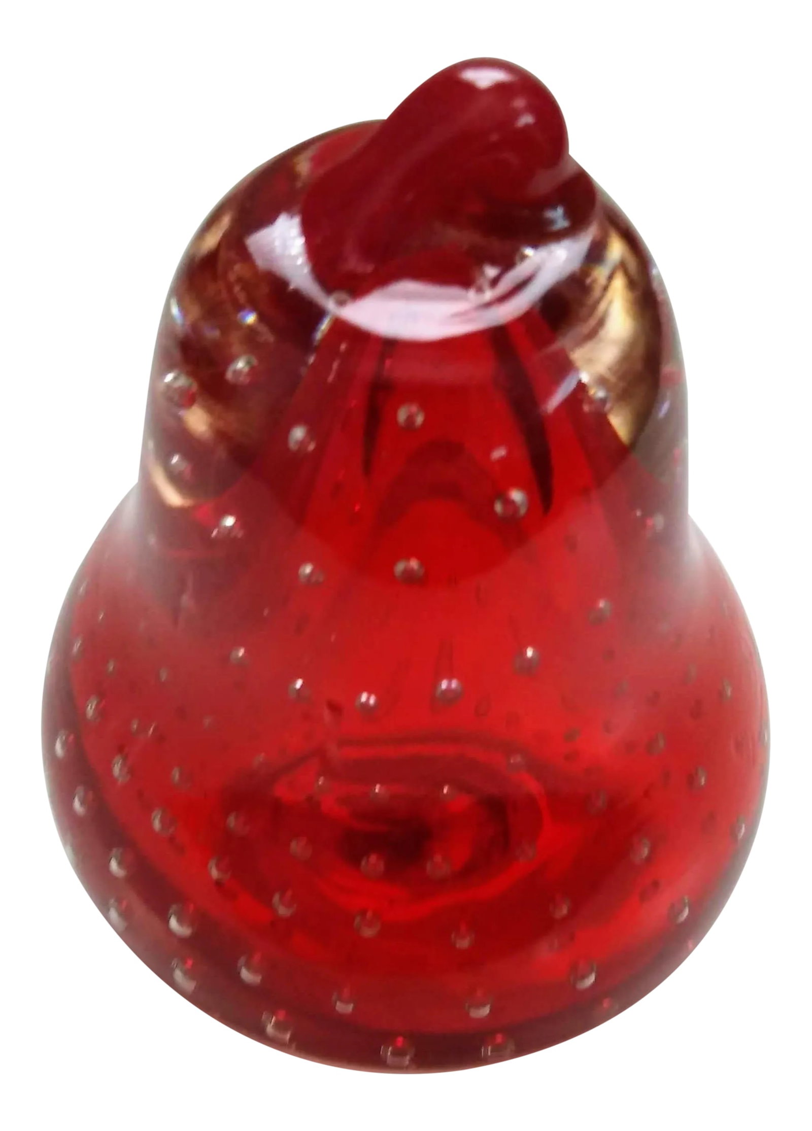 Red Controlled Bubble Handblown Glass Pear: This gorgeous red hand blown glass pear features controlled bubbles throughout. Stand 3.5" tall and 2.5" wide. It is stunning and flawless. Condition: Alterations: Original Condition Unaltered