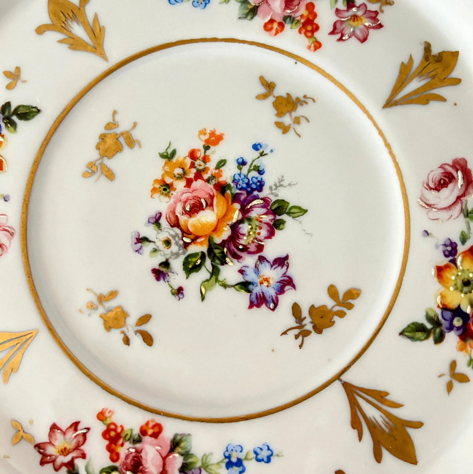 Vintage Pate De Limoges Plate - Couleuvre France - Rose & Floral Hand Painted With Gold Accents - 5