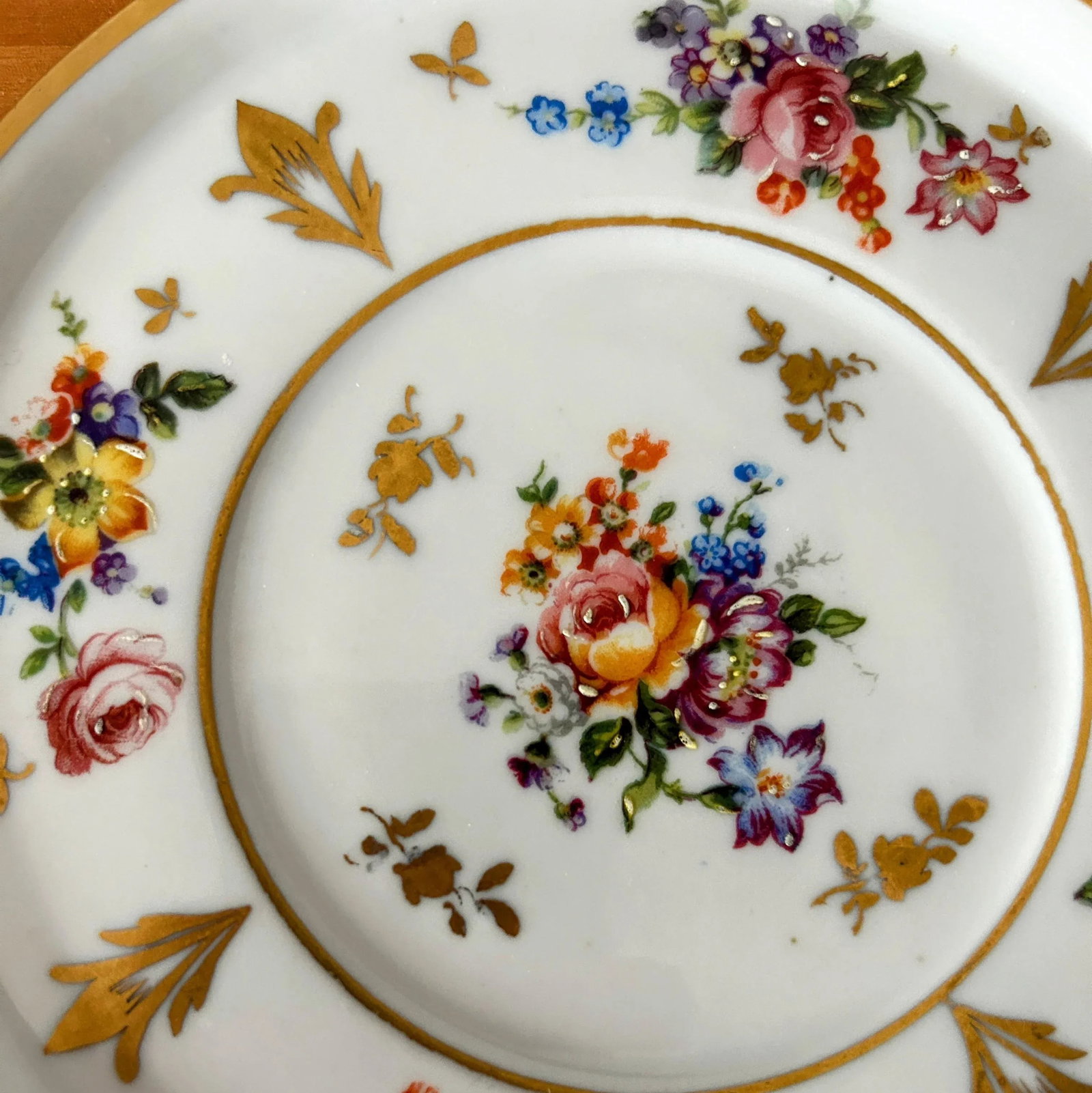Vintage Pate De Limoges Plate - Couleuvre France - Rose & Floral Hand Painted With Gold Accents - 8