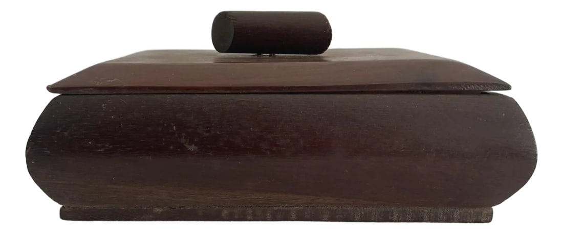 1970s Teak Wooden Trinket/Cigarette Box: vintage cigarette box. circa 1970. Made of teak wood and very well assembled. No damage or scratches. Condition: Alterations: Original Condition Unaltered Imperfections: Some Imperfections Condition