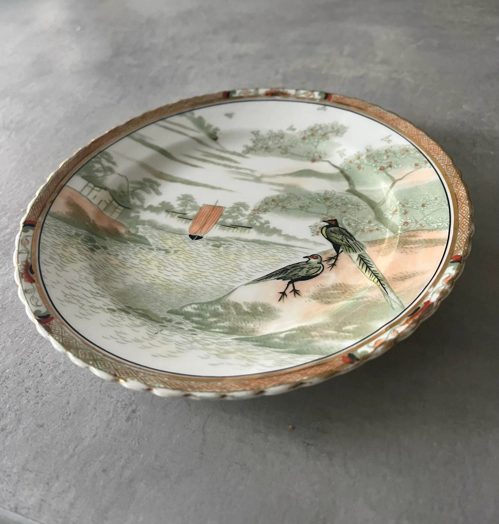 Late 18th Century Hand Painted Porcelain Plate of Serene Japanese Landscape With Birds - 2