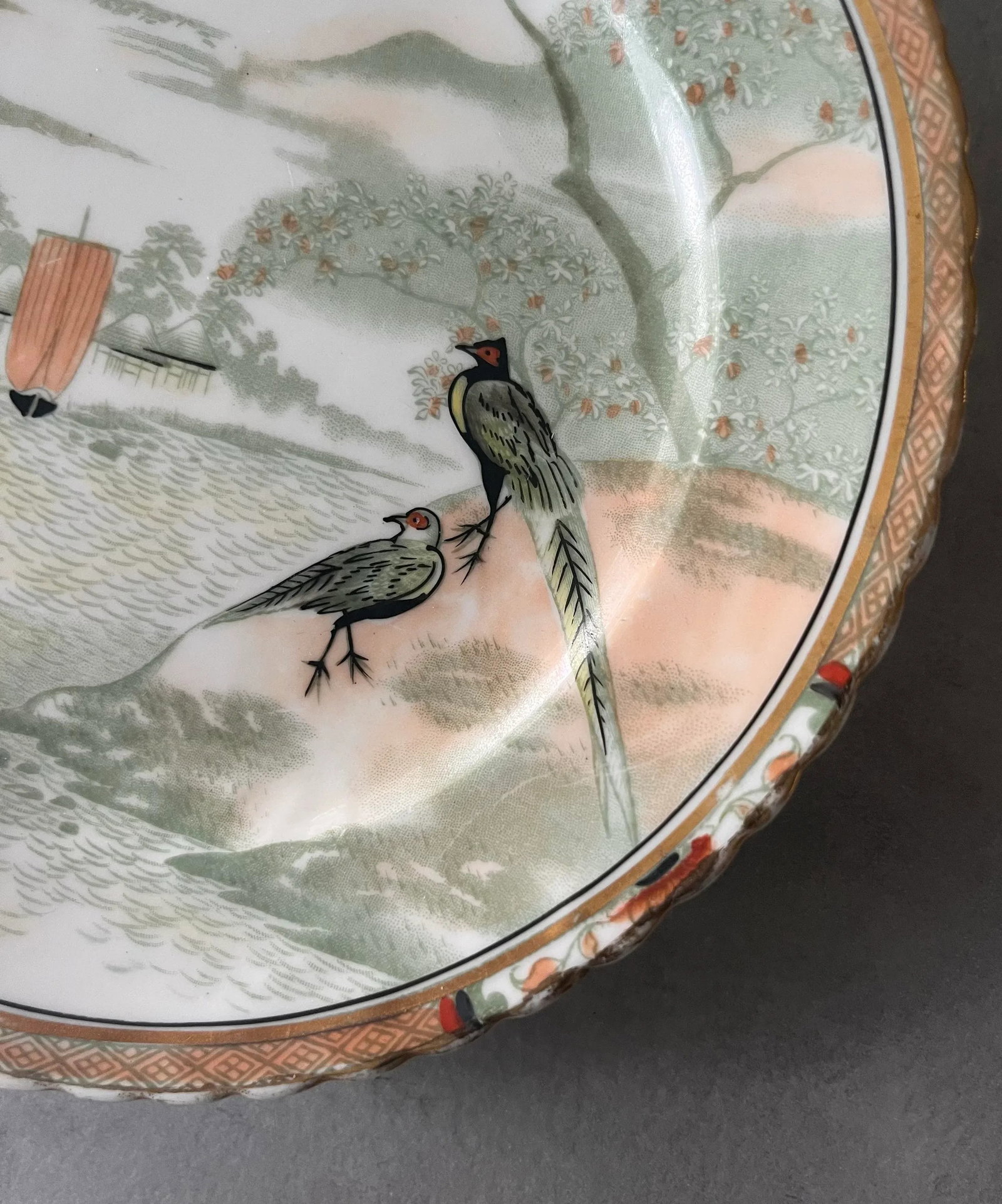 Late 18th Century Hand Painted Porcelain Plate of Serene Japanese Landscape With Birds - 3