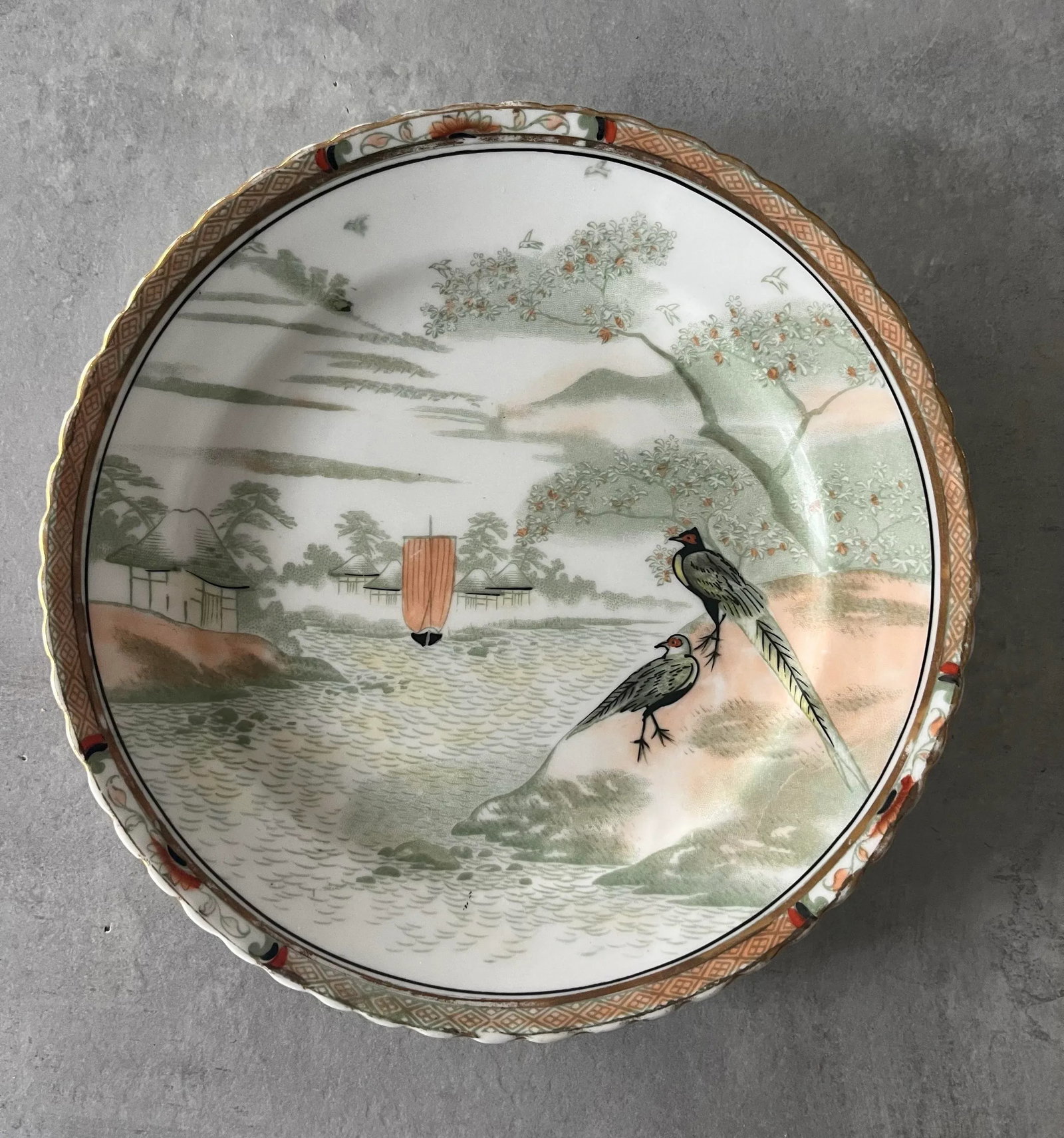 Late 18th Century Hand Painted Porcelain Plate of Serene Japanese Landscape With Birds - 7