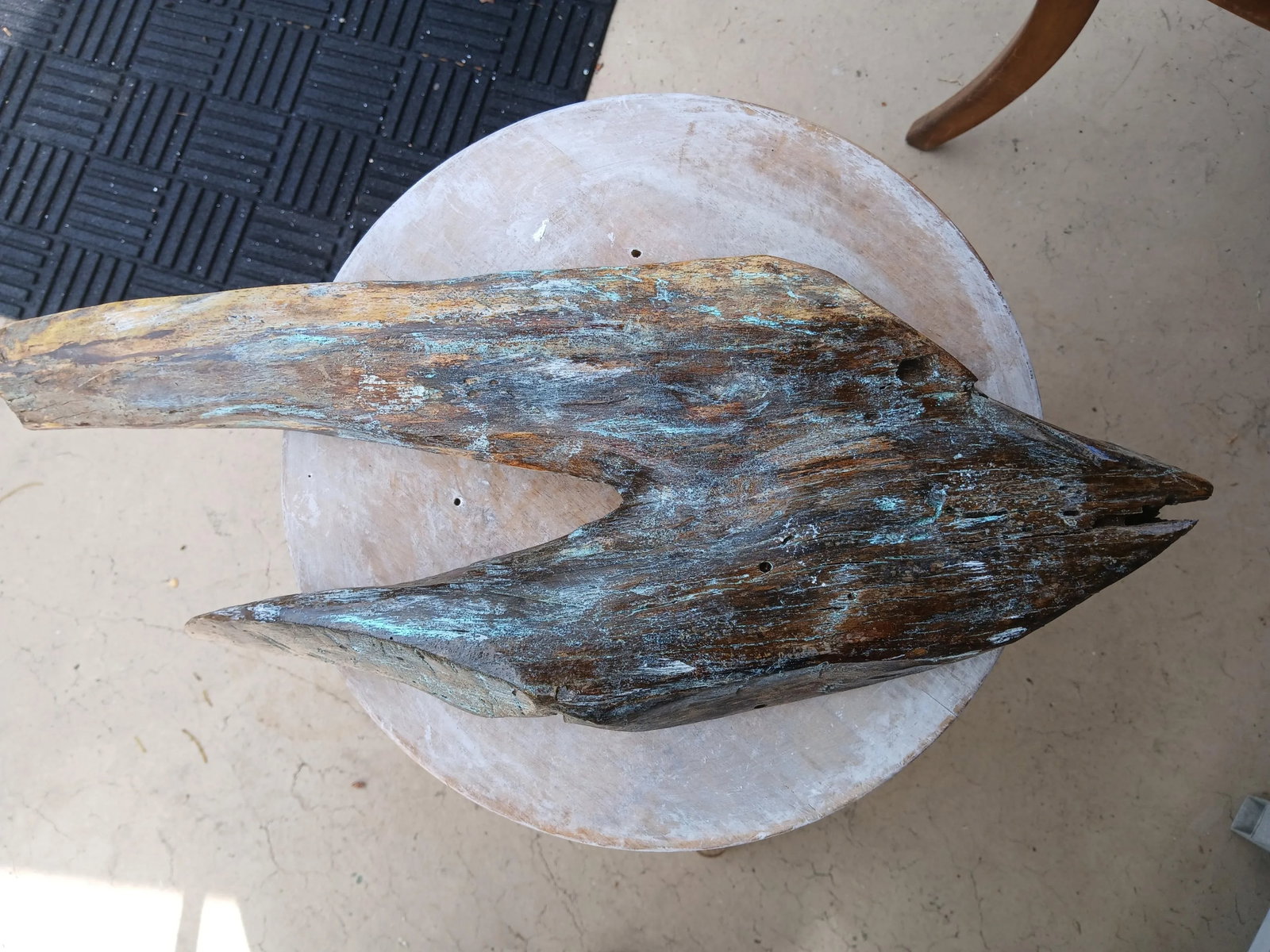 Vintage Old Driftwood Painted Folk Art Fish Wall Hanging - 7