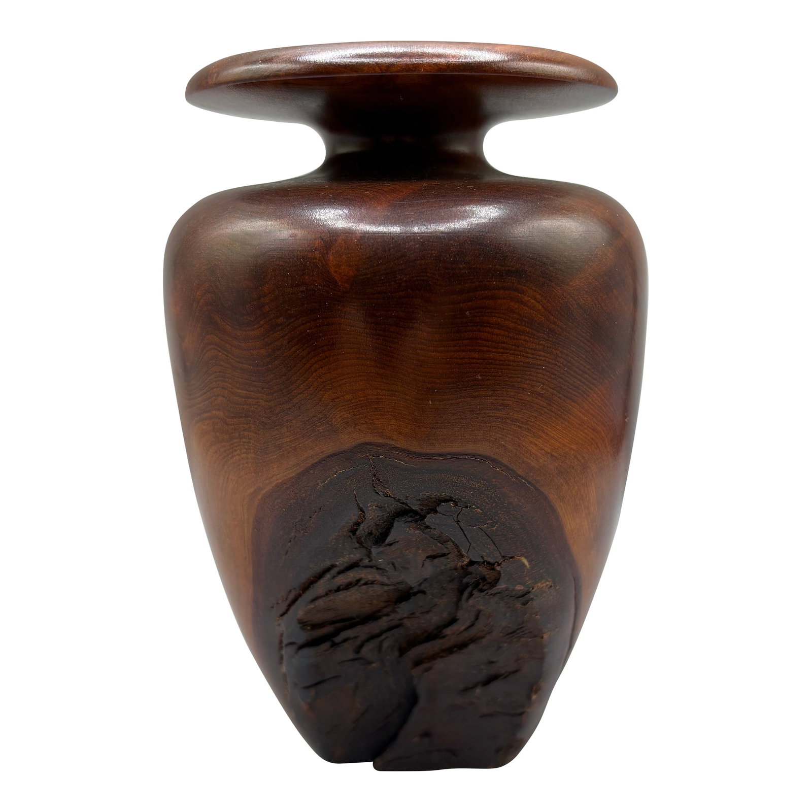 Vintage Redwood Burl Weed Stem Vase by Lr Vansley: Single stem/weed vase by artist LR Vansley. Sculptural redwood burl with glass inset tube for stem. 5.5" tall Excellent condition Condition: Alterations: Original Condition Unaltered Imperfections: